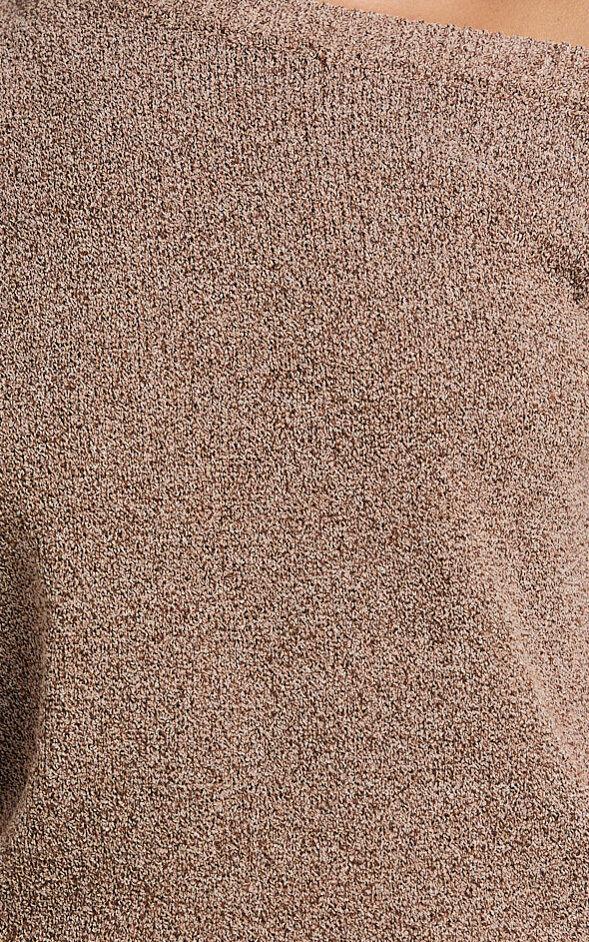 Marilou Top - Knit Off Shoulder Top in Brown Product Image