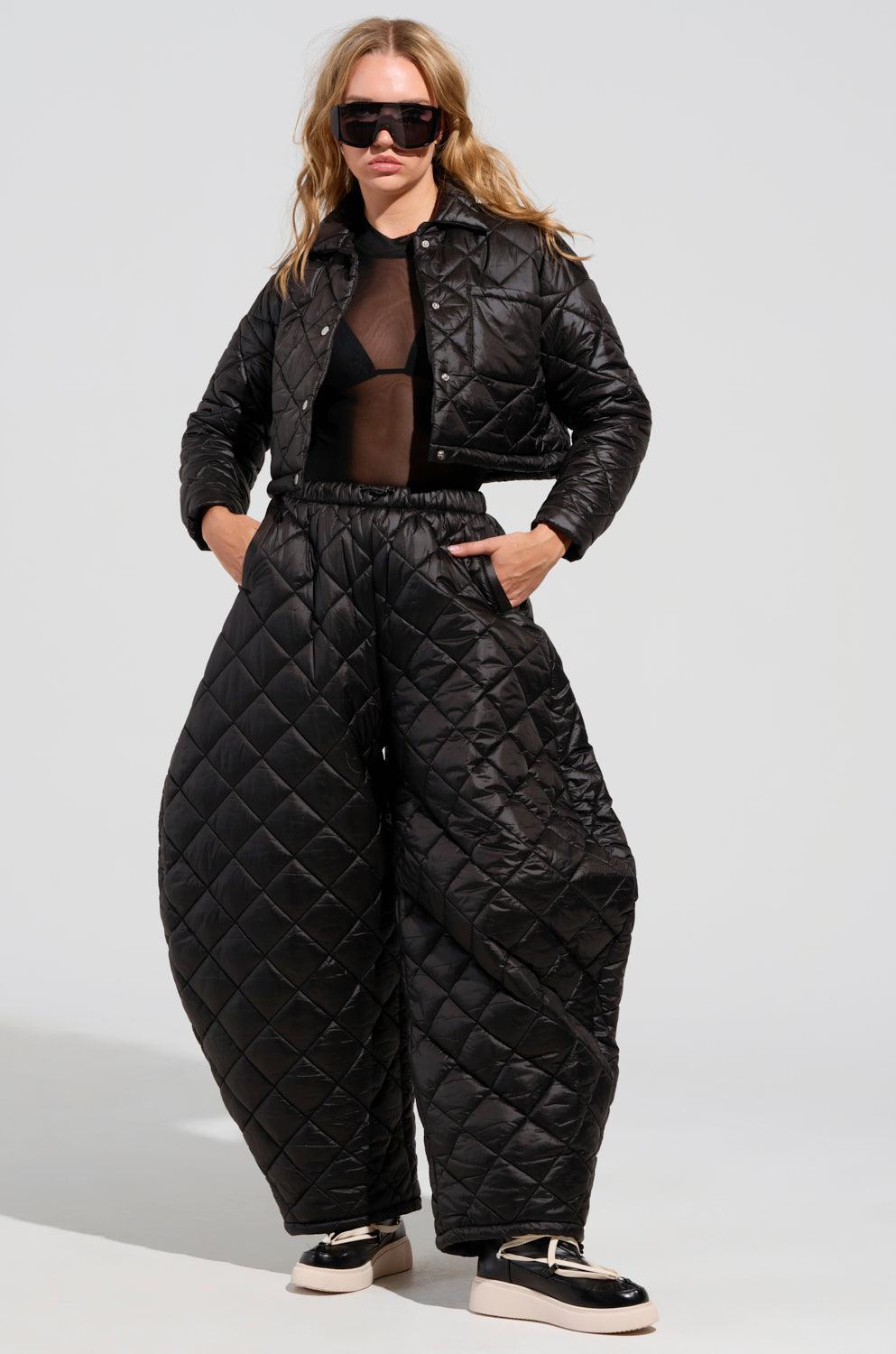 VIVI OVERSIZED PUFFER PANTS IN BLACK Product Image