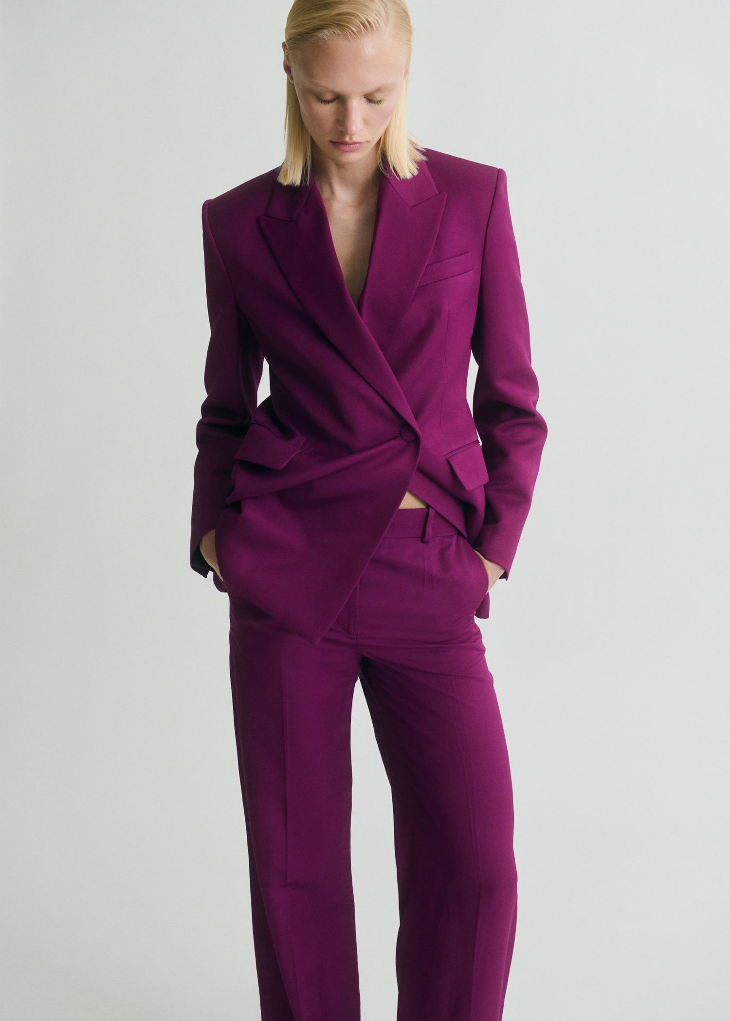 Straight-fit linen-blend suit pants - Women | MANGO USA Product Image