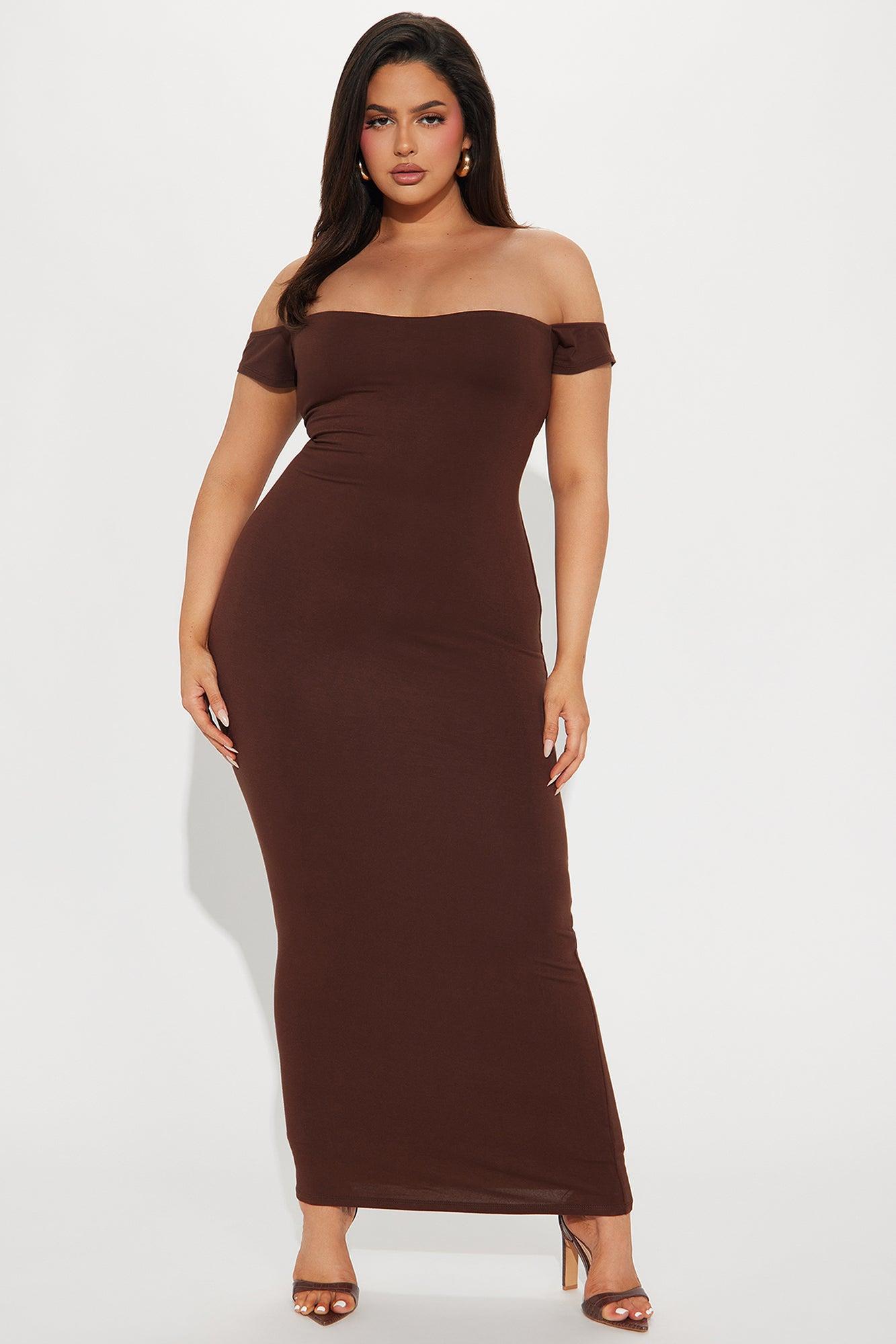 Mina Smooth Double Lined Maxi Dress - Chocolate Product Image