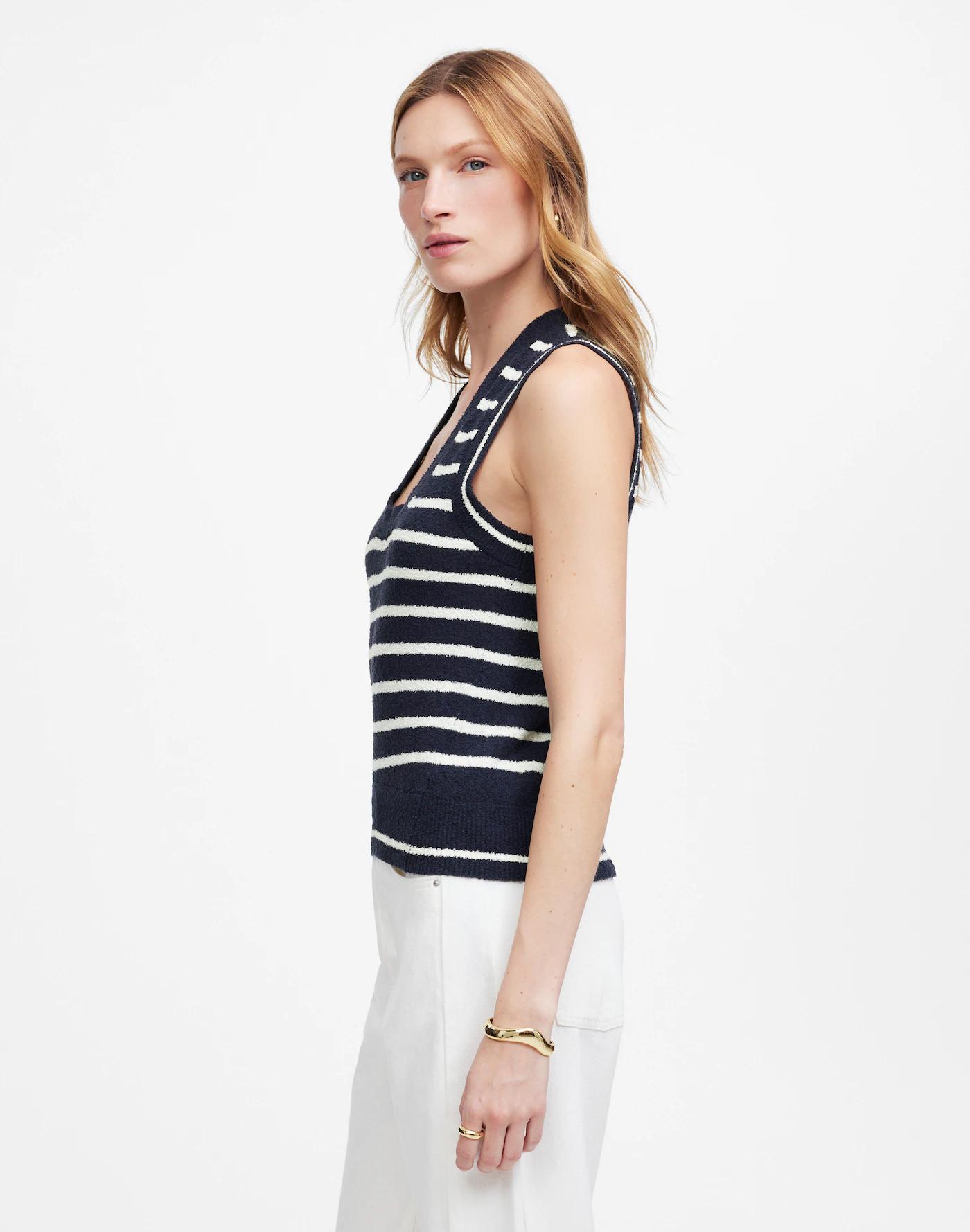 Bouclé-Knit Sweater Tank in Stripe Product Image