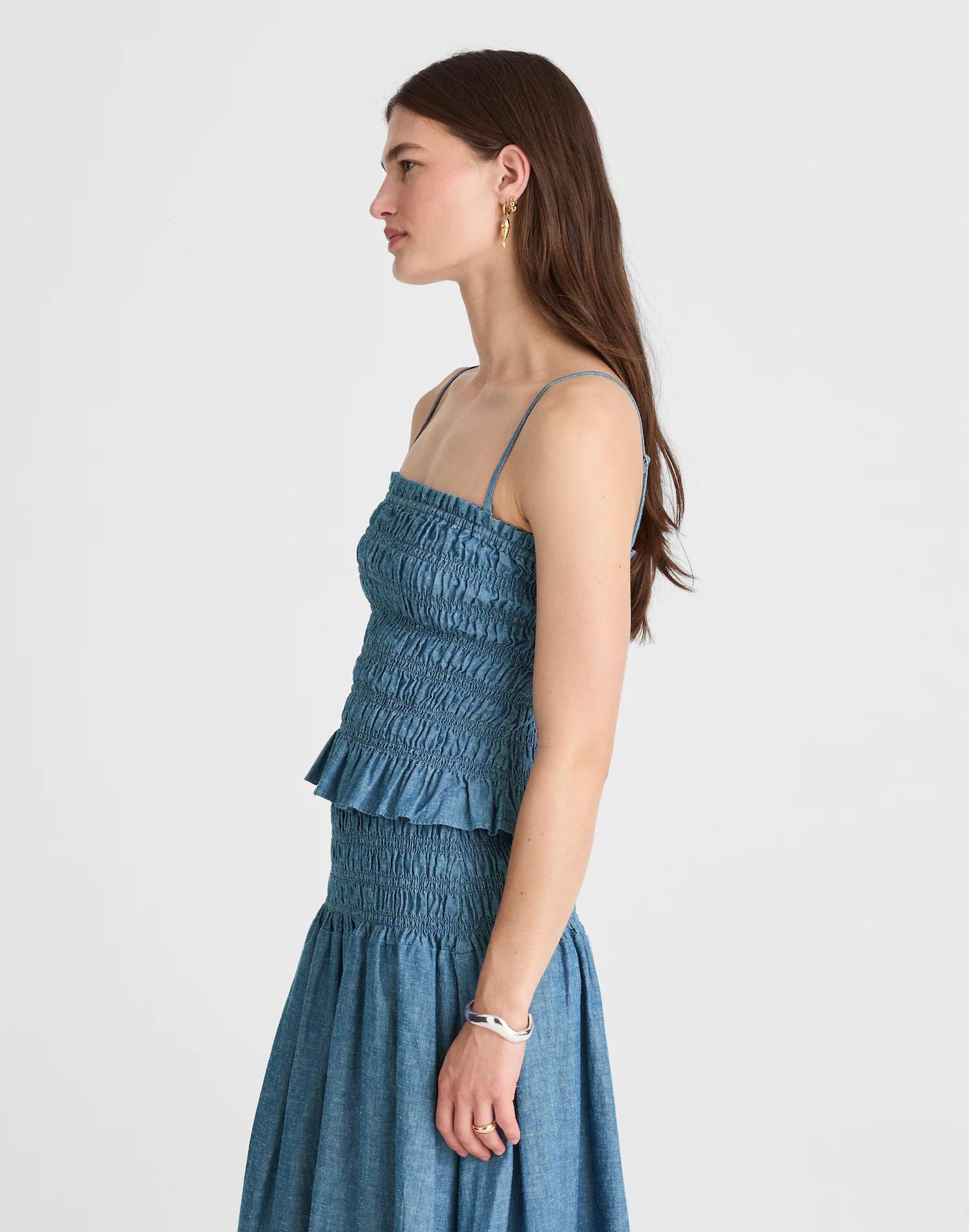 Denim Smocked Tank Product Image