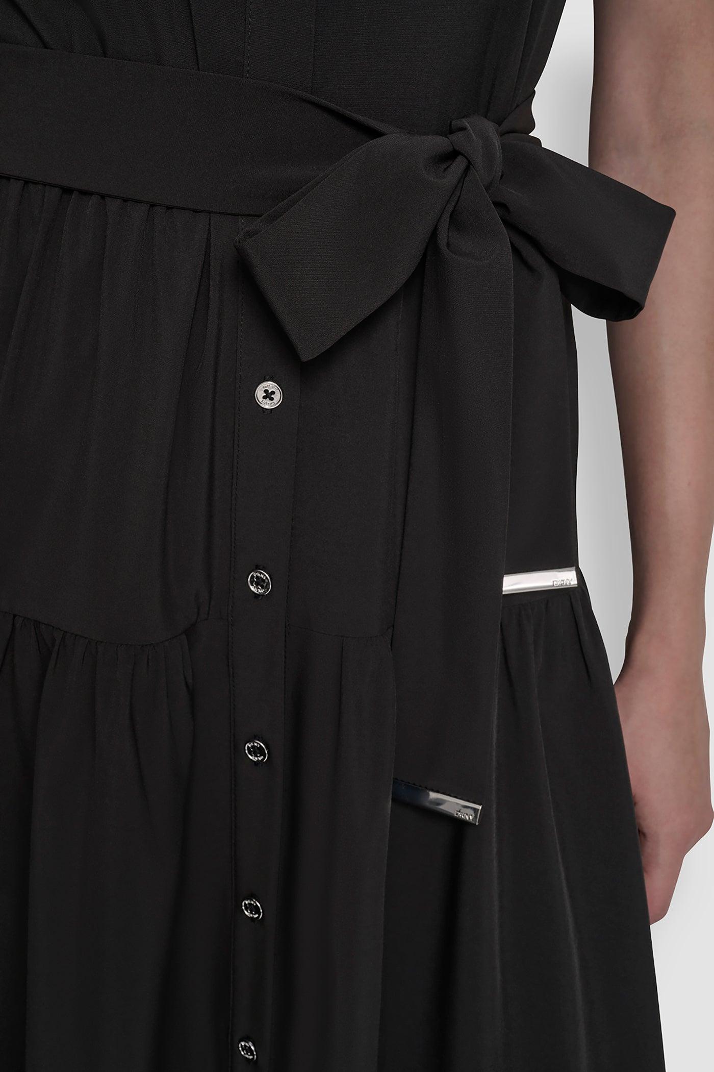 CAP SLEEVE FIT & FLARE MIDI SHIRT DRESS Product Image