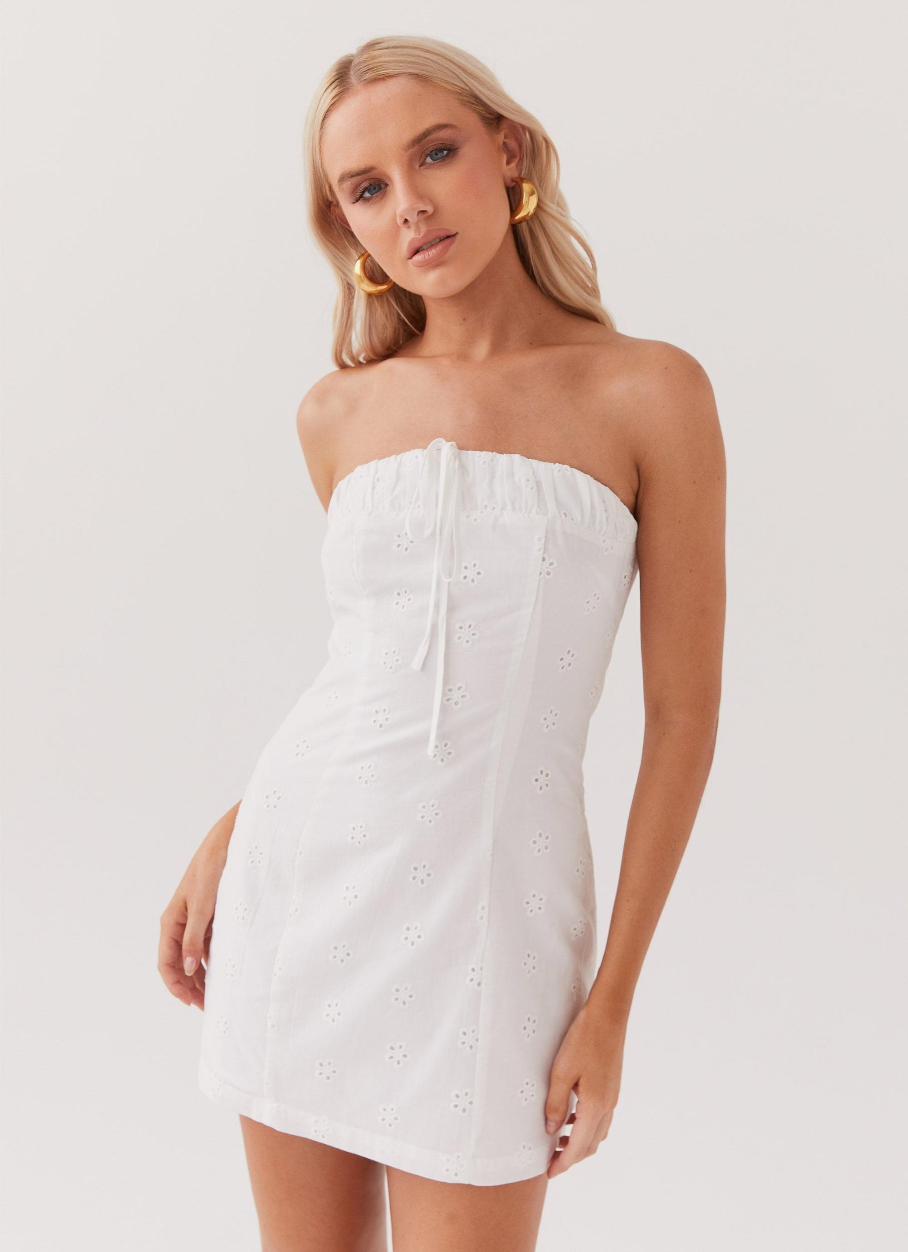 Bronwyn Broderie Mini Dress - White Product Image