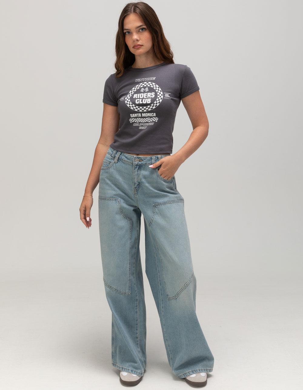 RSQ Womens Riders Club Baby Tee - GRAY Product Image