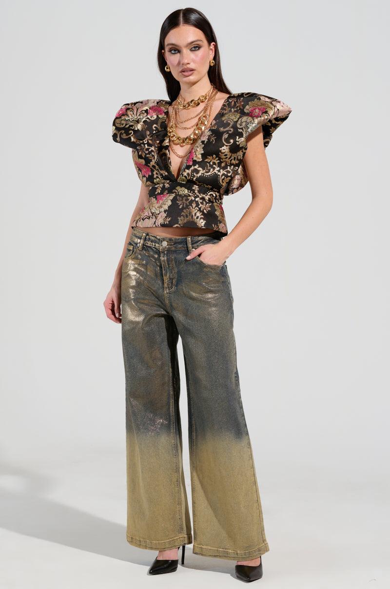 GET MY CLOSE UP FLORAL BROCADE BLOUSE Product Image