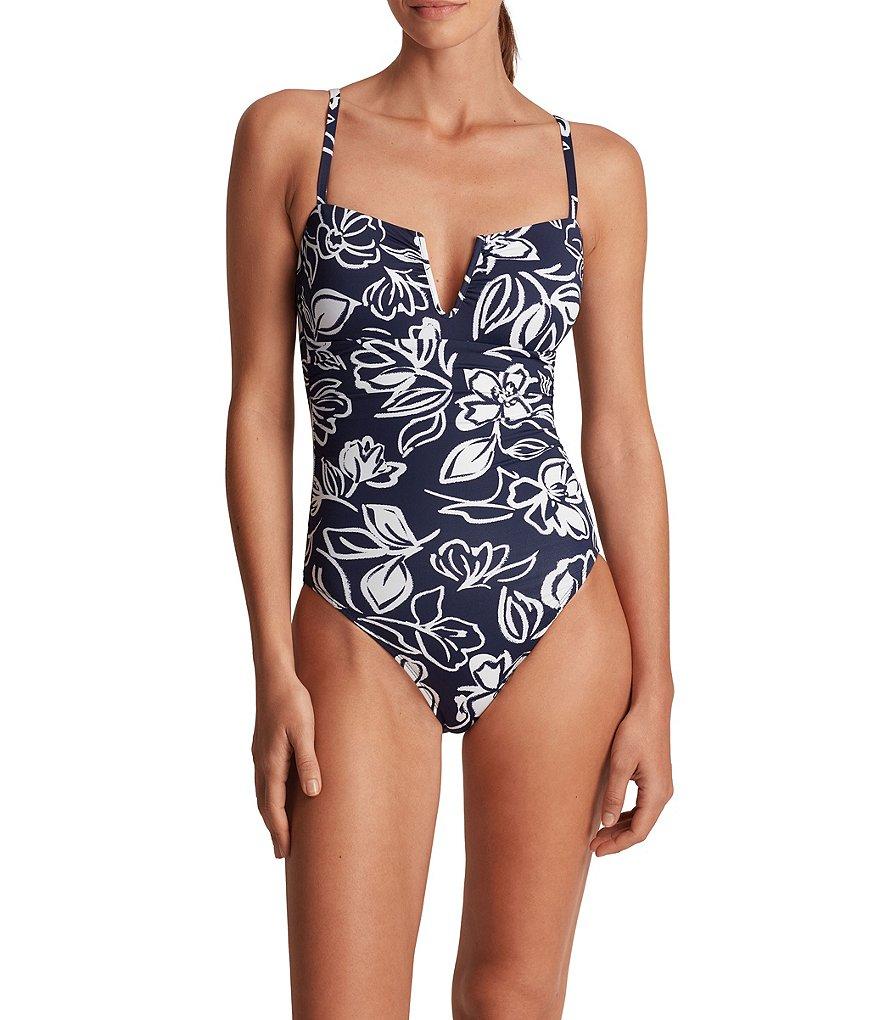 Lauren Ralph Lauren Allora Floral V-Neck Underwire Shaping Fit One Piece Swimsuit Product Image