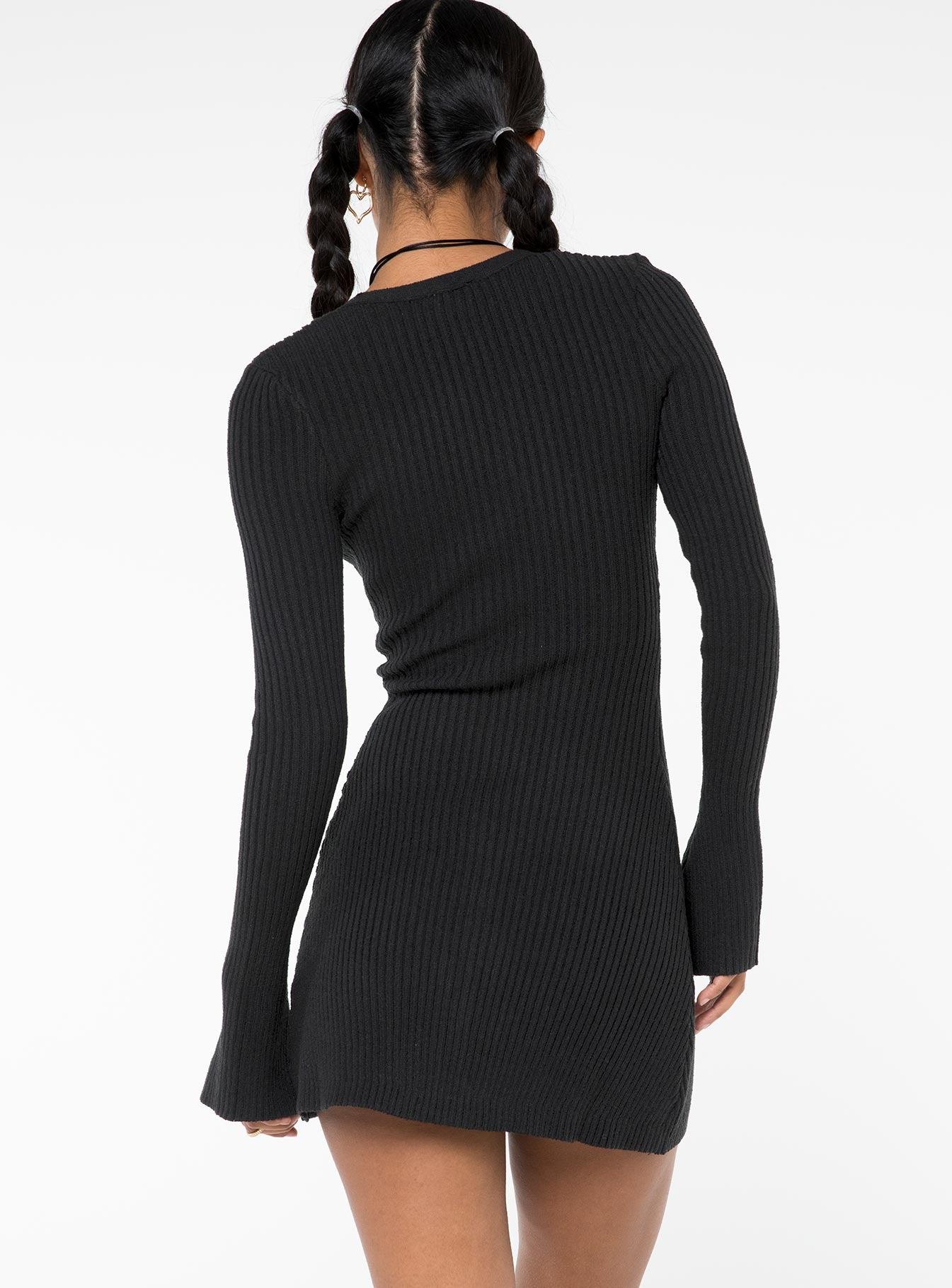 Waldin Long Sleeve Mini Dress Black Product Image