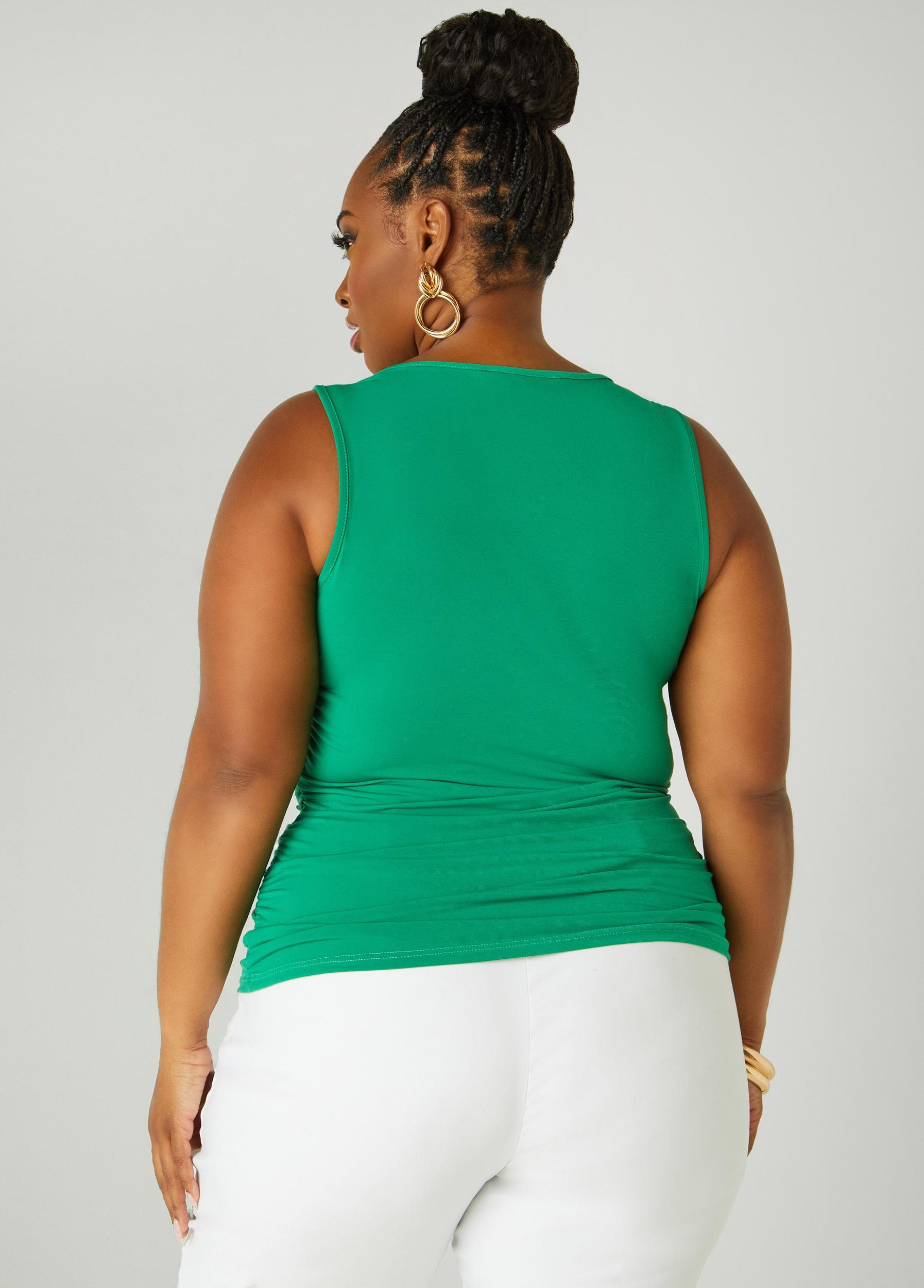 Plus Size Cowl Neck Ruched Knit Top Ashley Stewart Product Image