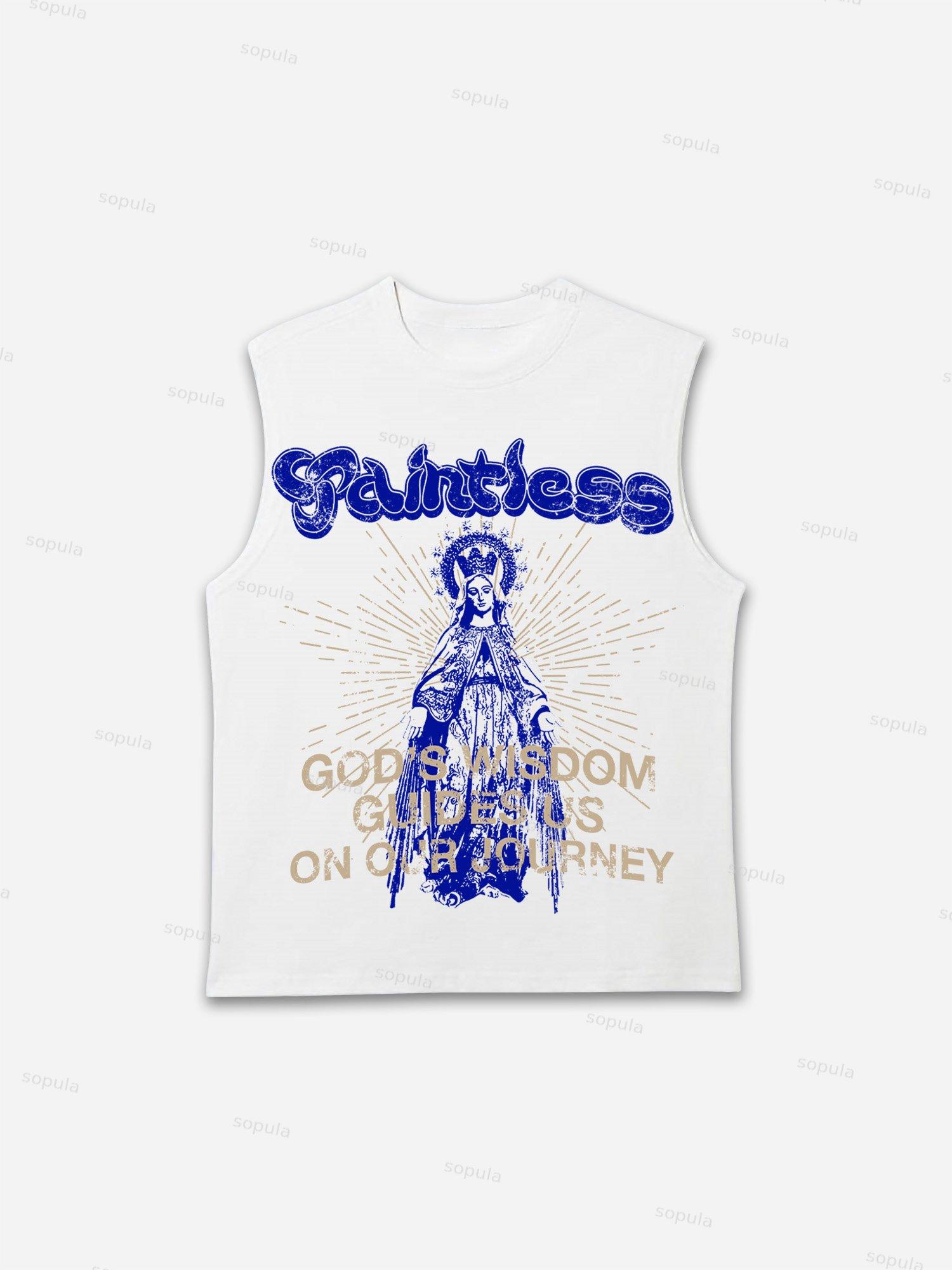 God's Guide Vintage Distressed Madonna Graphic Tank Top Product Image