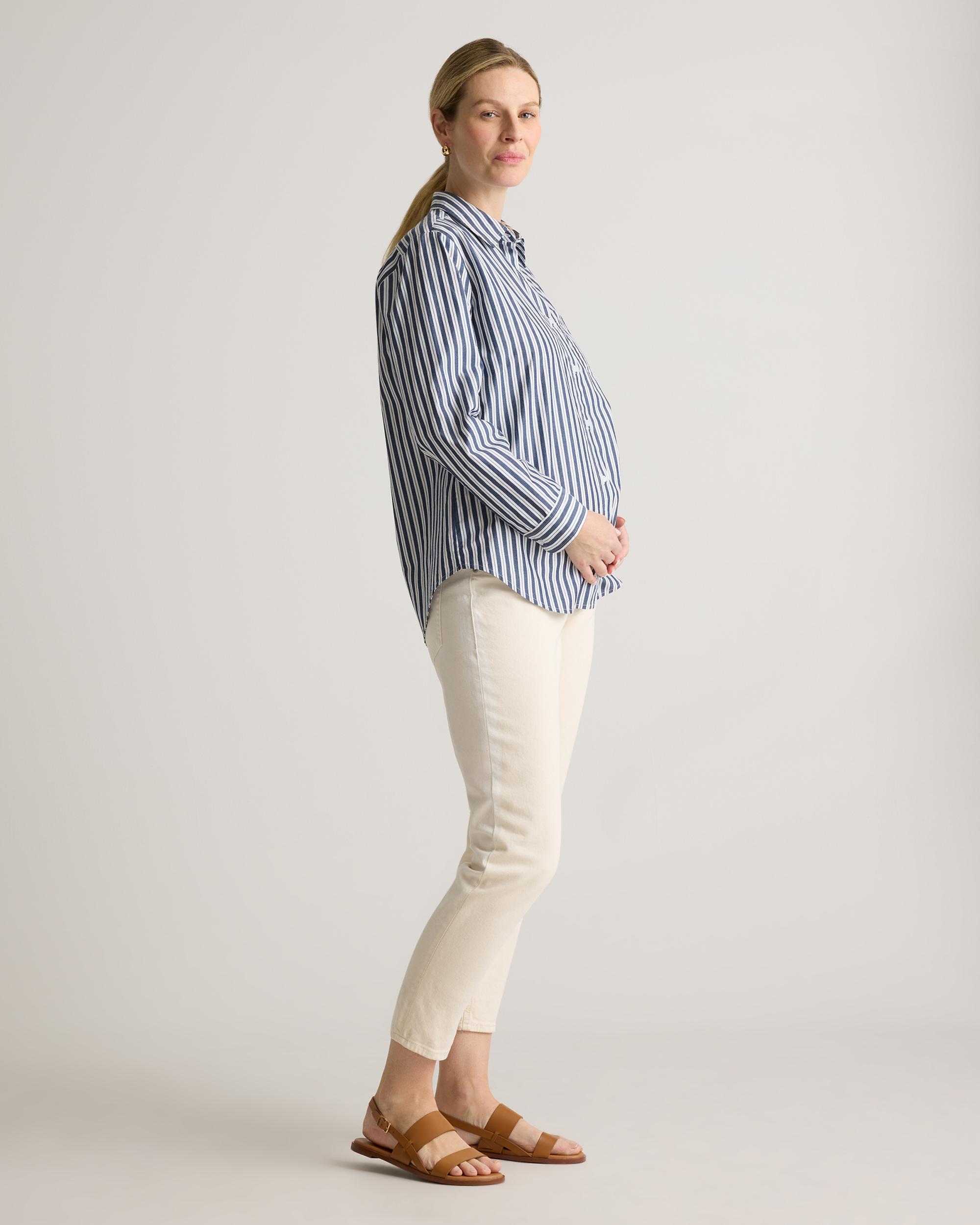 Quince | Women's Poplin Maternity Long Sleeve Shirt Size XL, Organic Cotton Product Image
