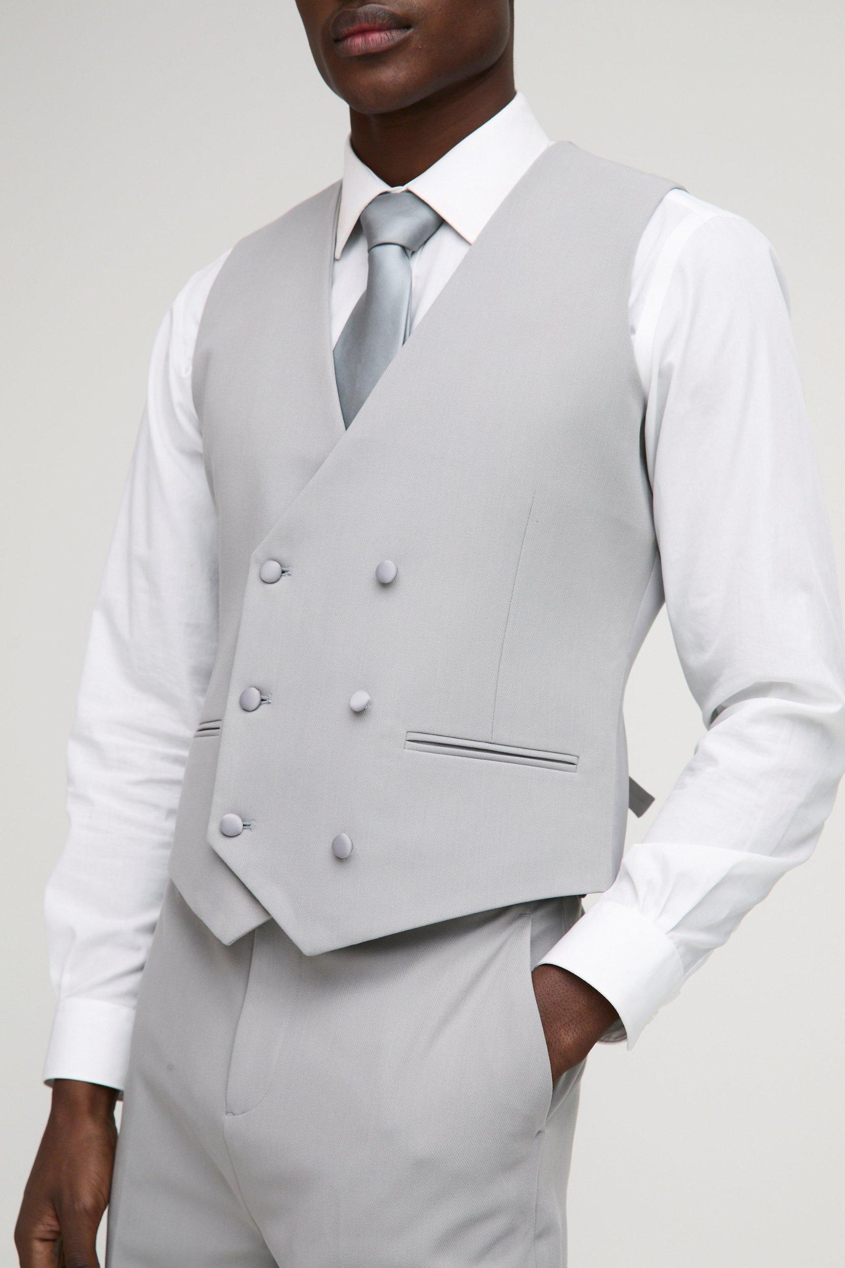 Slim Fit Double Breasted Vest | boohooMAN USA Product Image