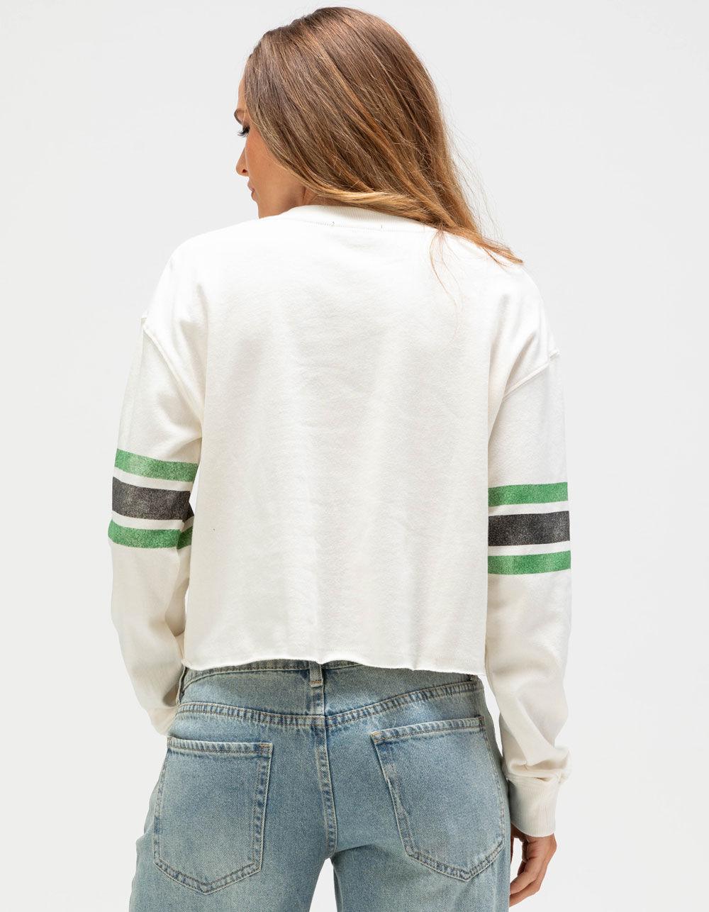 JUNK FOOD Philadelphia Eagles Kickoff Womens Crop Crewneck Sweatshirt - WHITE Product Image