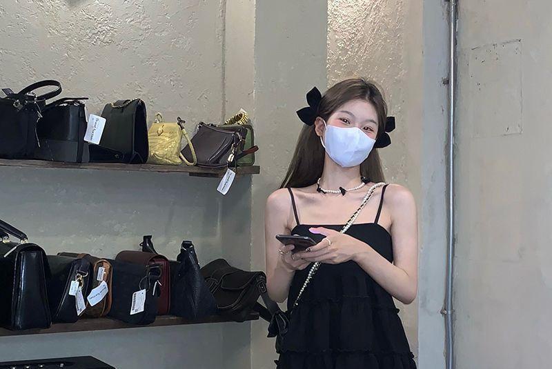 Spaghetti Strap Plain Mini A-line Dress Product Image