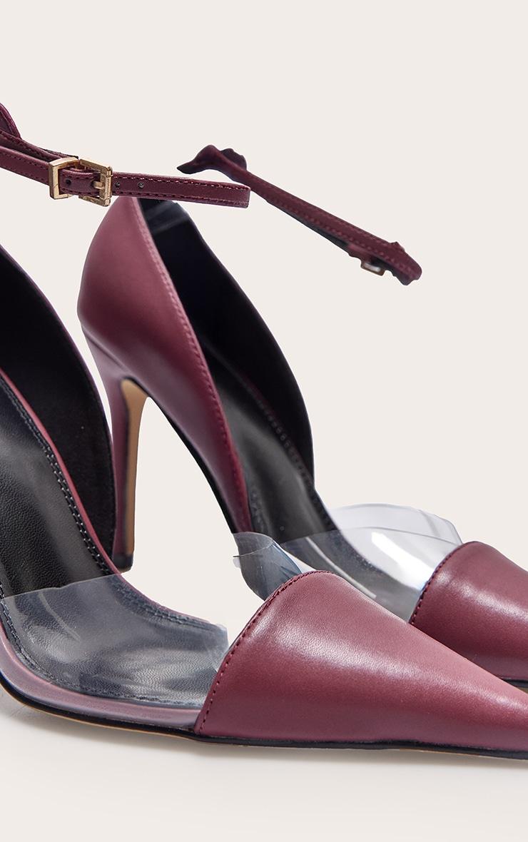 Burgundy Pu Point Toe Perspex High Heel Courts Product Image