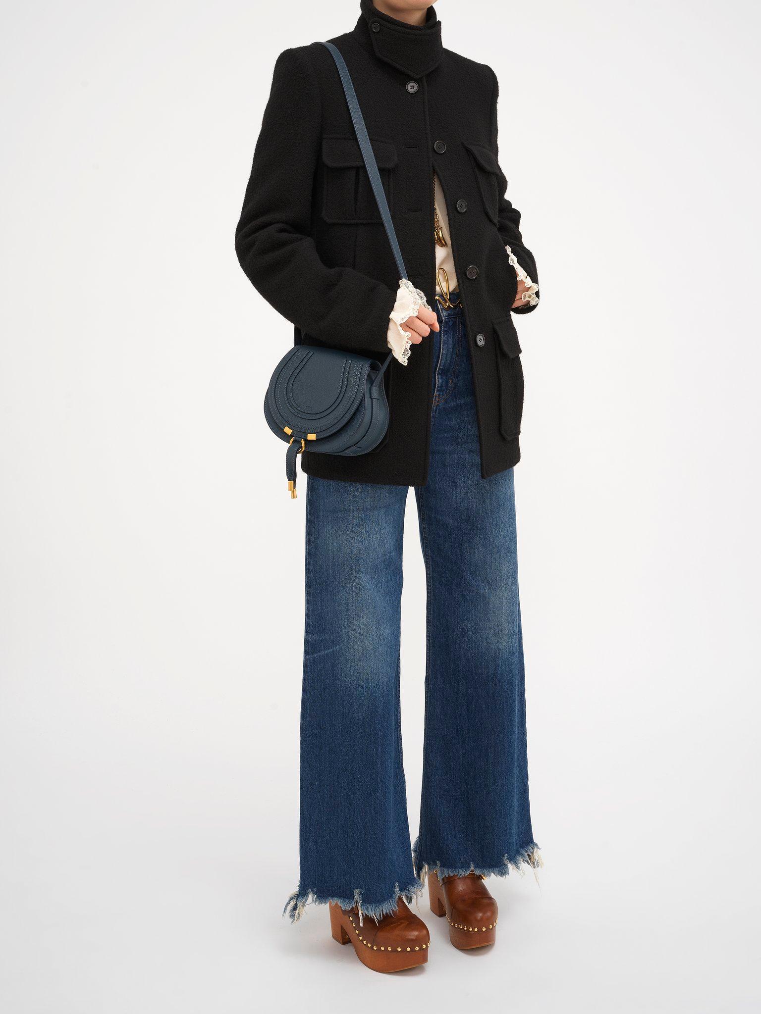 Small Marcie saddle bag in grained leather Product Image