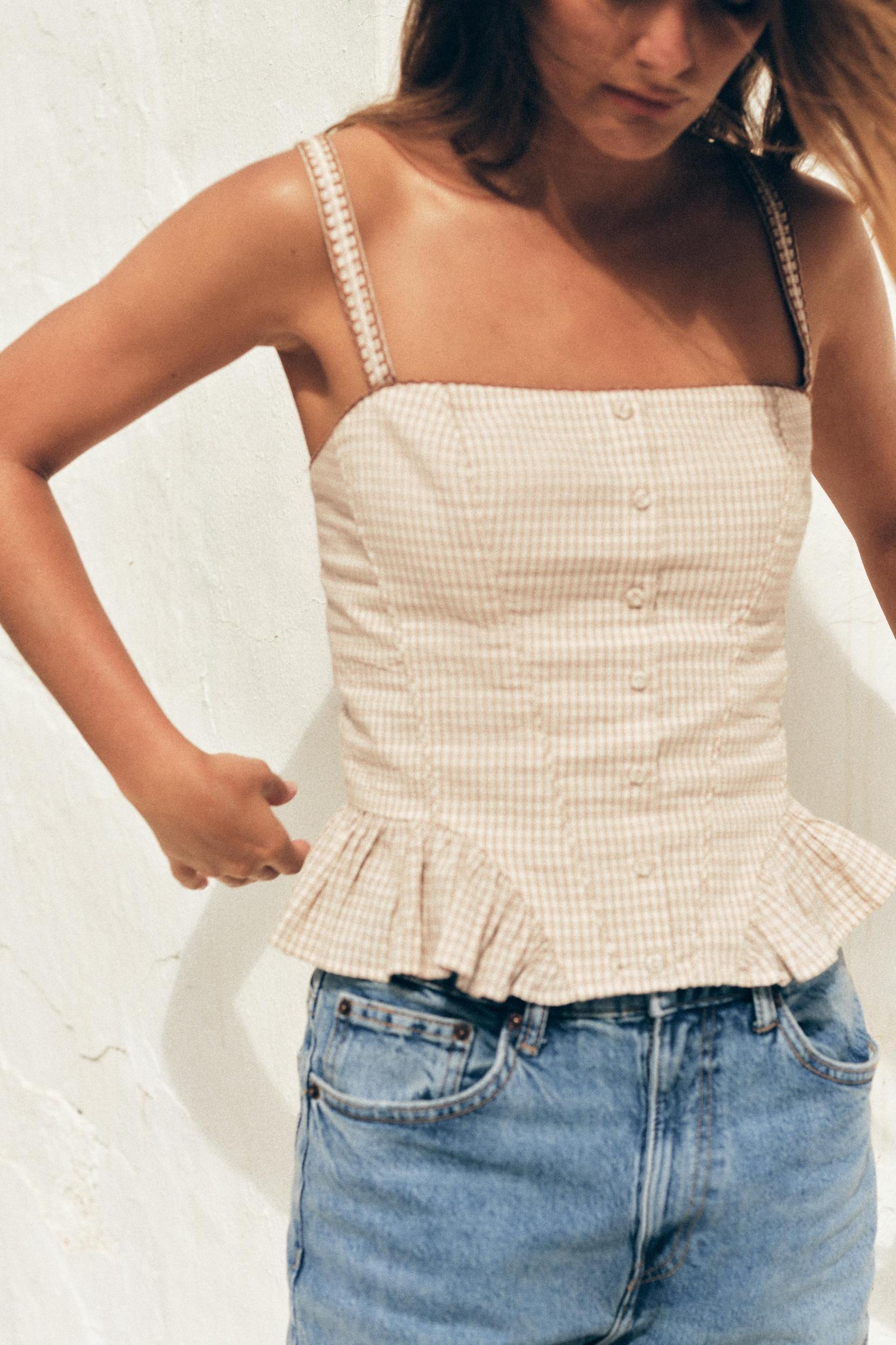 RUFFLED PLAID TOP Product Image