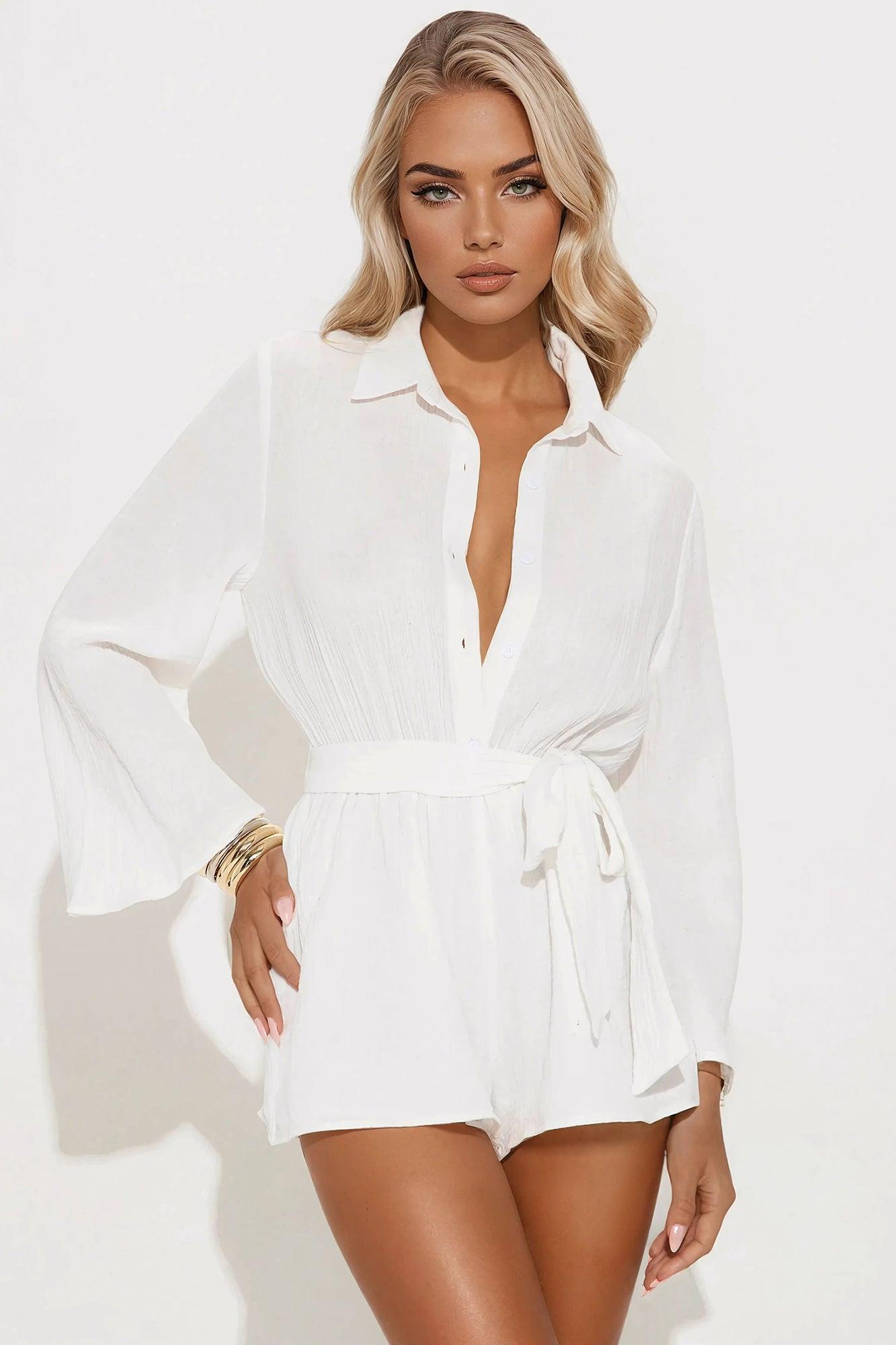 Stay Cool Romper - White Product Image