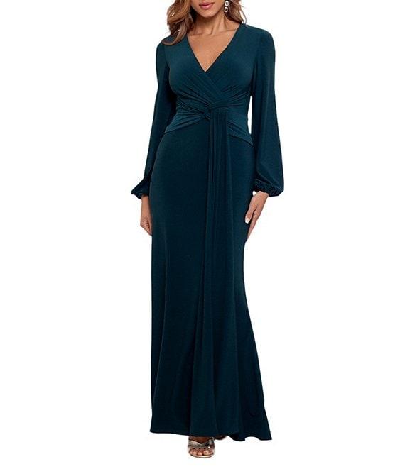 Betsy & Adam Petite Size Long Sleeve Jersey Dress Product Image