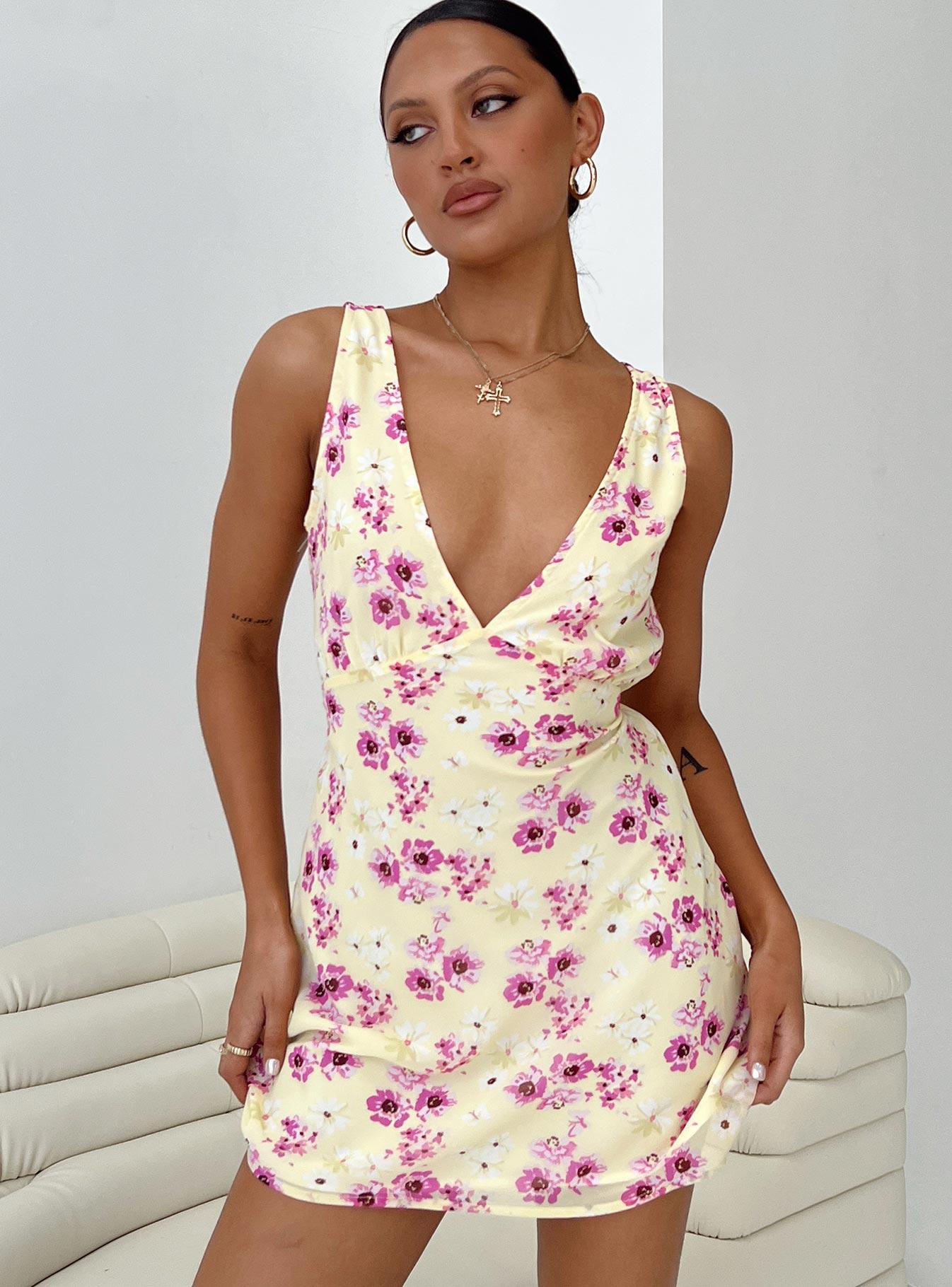 Nellie Mini Dress Yellow Floral Product Image