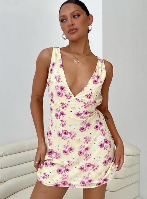 Nellie Mini Dress Yellow Floral Product Image