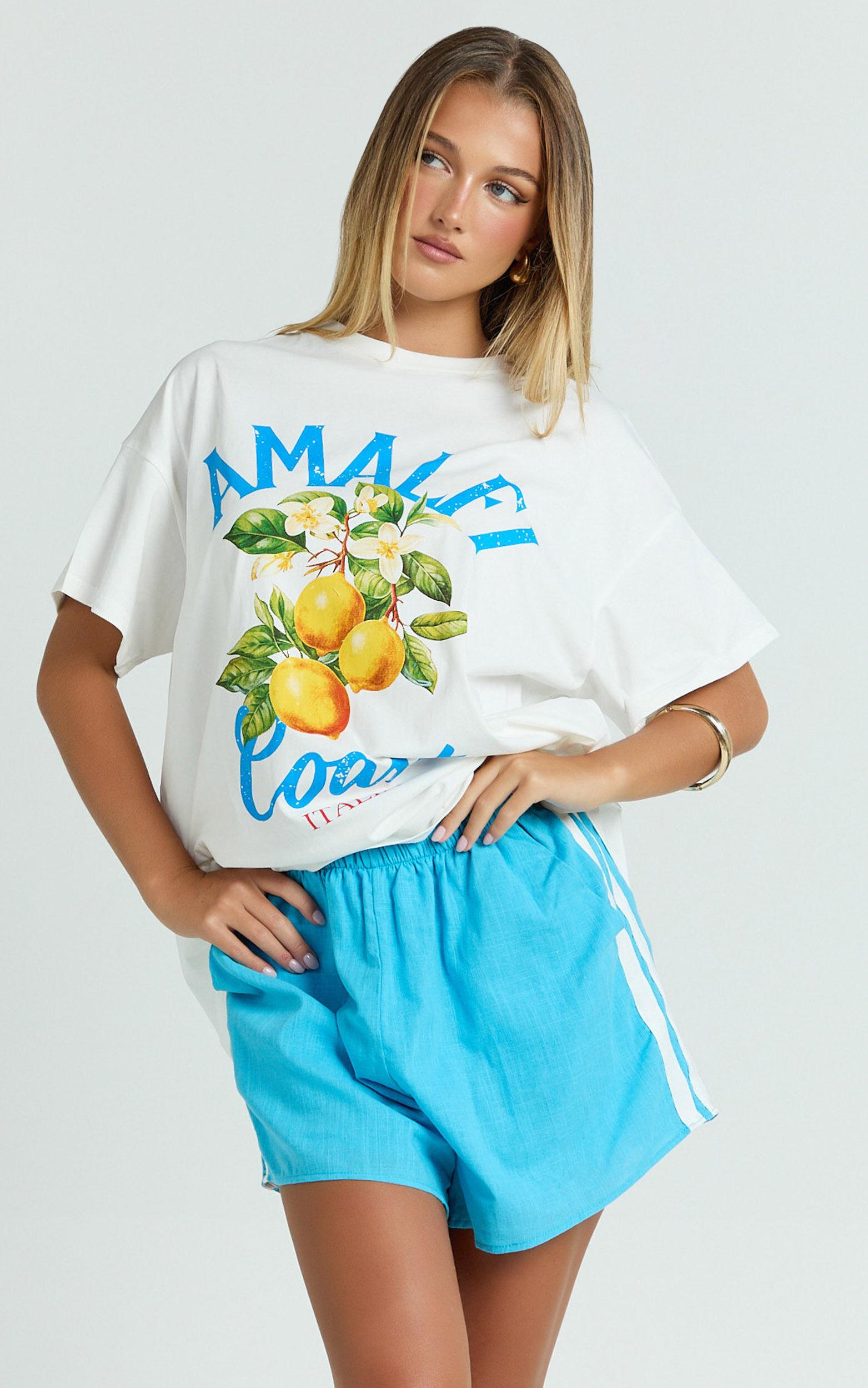 Luna Two Piece Top and Shorts Set - Amalfi T-shirt Set in White Product Image