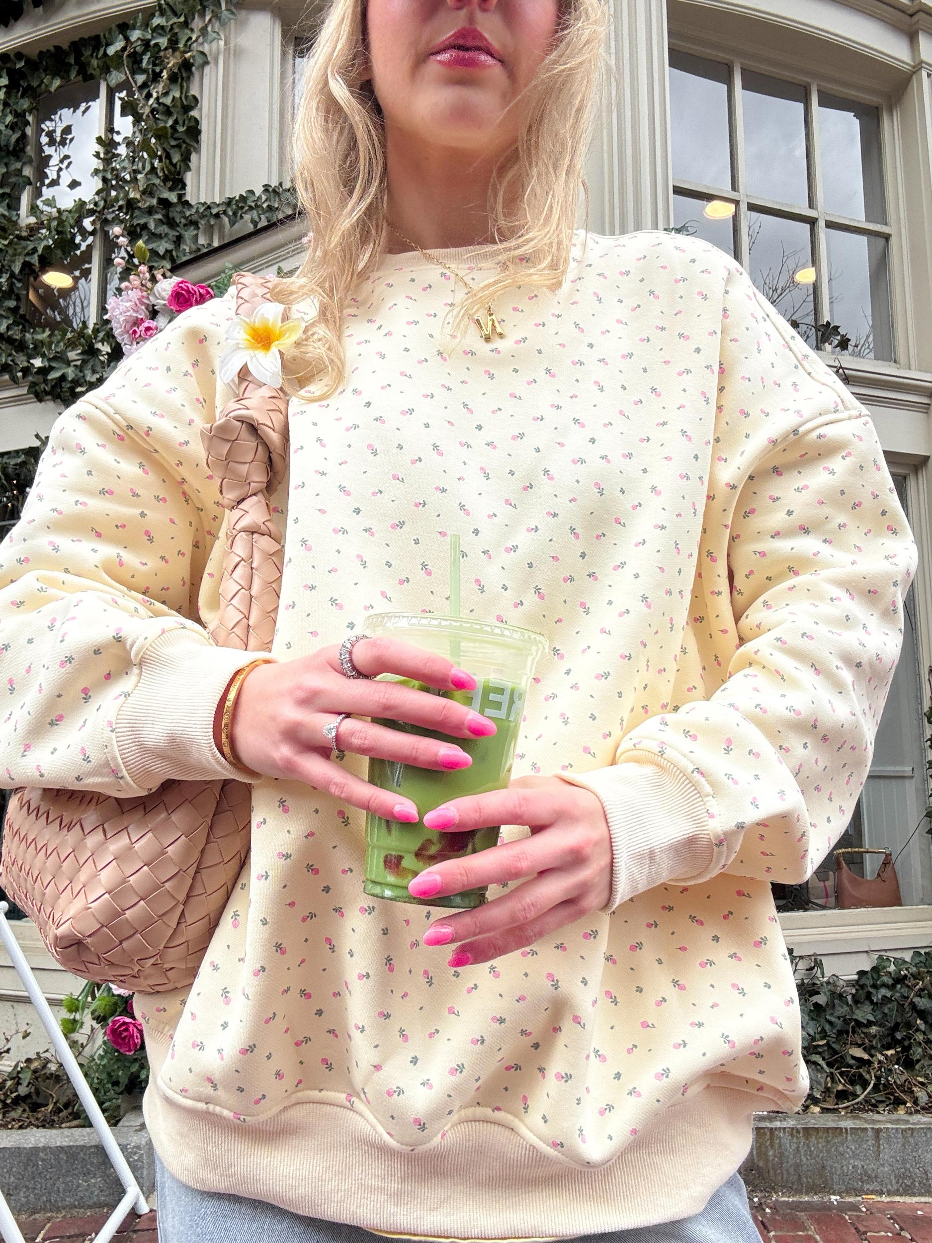 Blank Toasted Cream Roses Sweatshirt Product Image