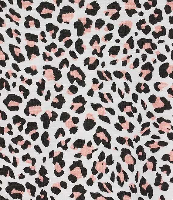 Multiples Plus Size Slub Knit Georgette Animal Print Scoop Neck 3/4 Flounce Sleeve Fitted Top Product Image