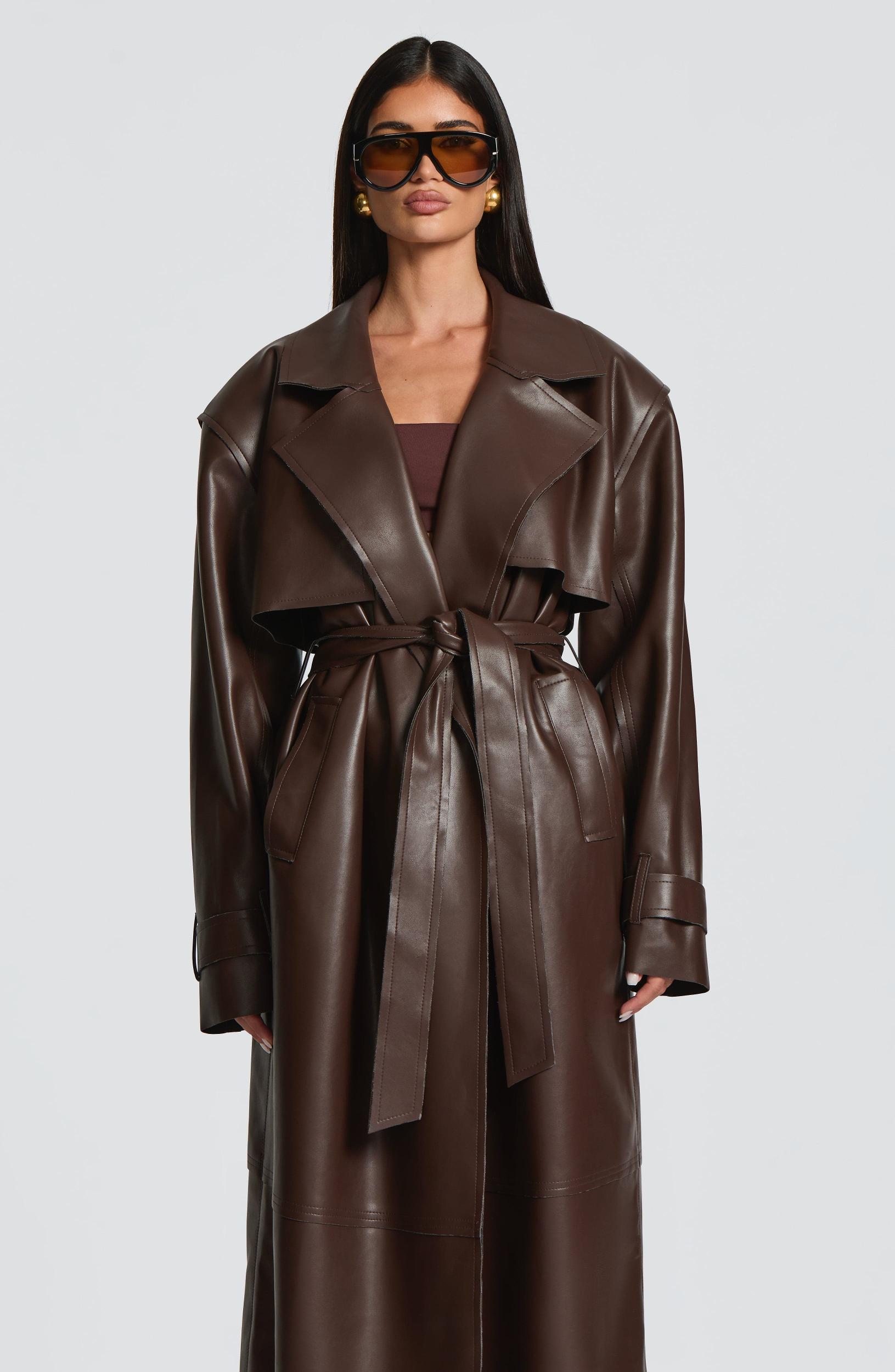 Bridget Trench Coat - Plum Brown Product Image