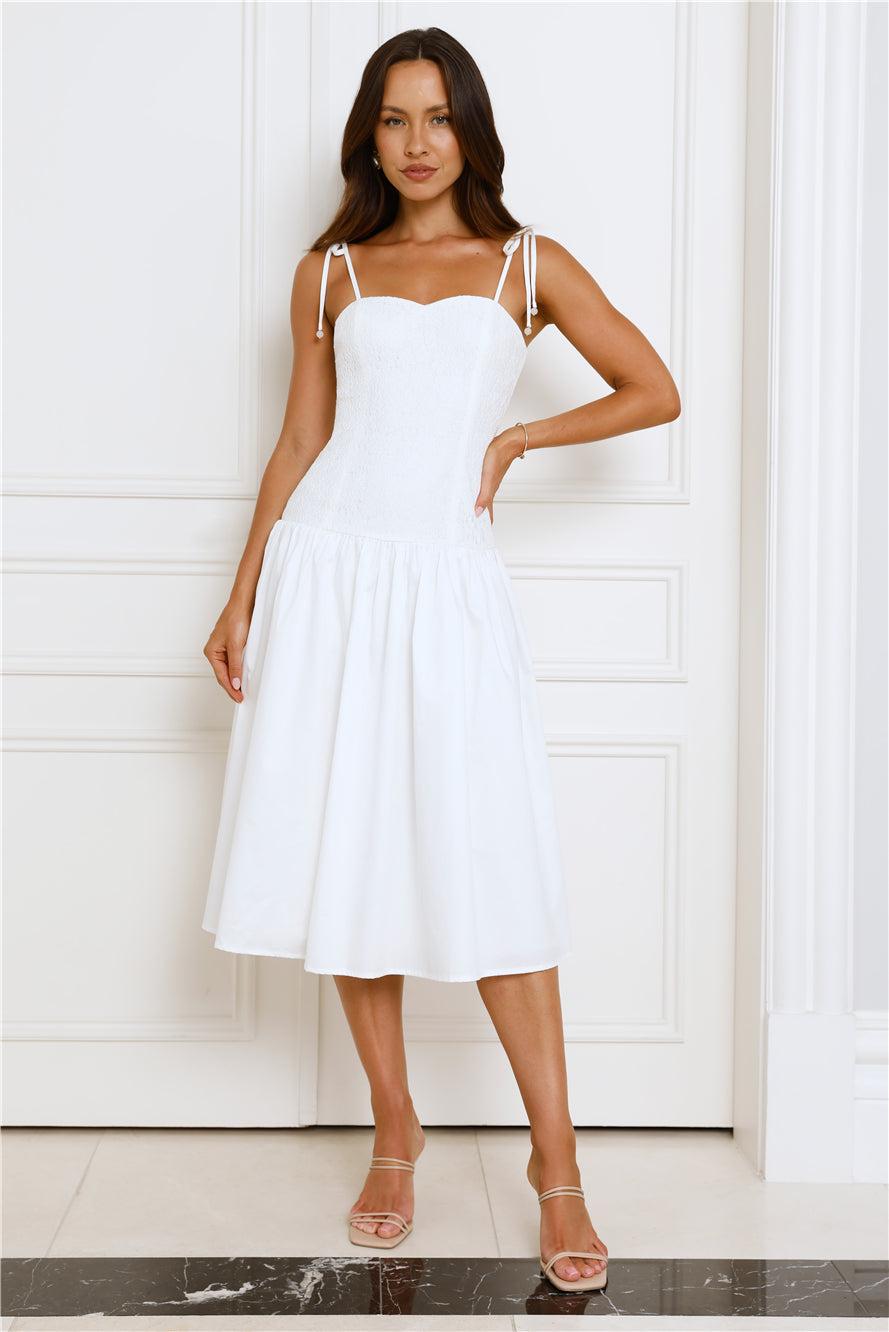 Sailing On A Dream Lace Midi Dress White Product Image