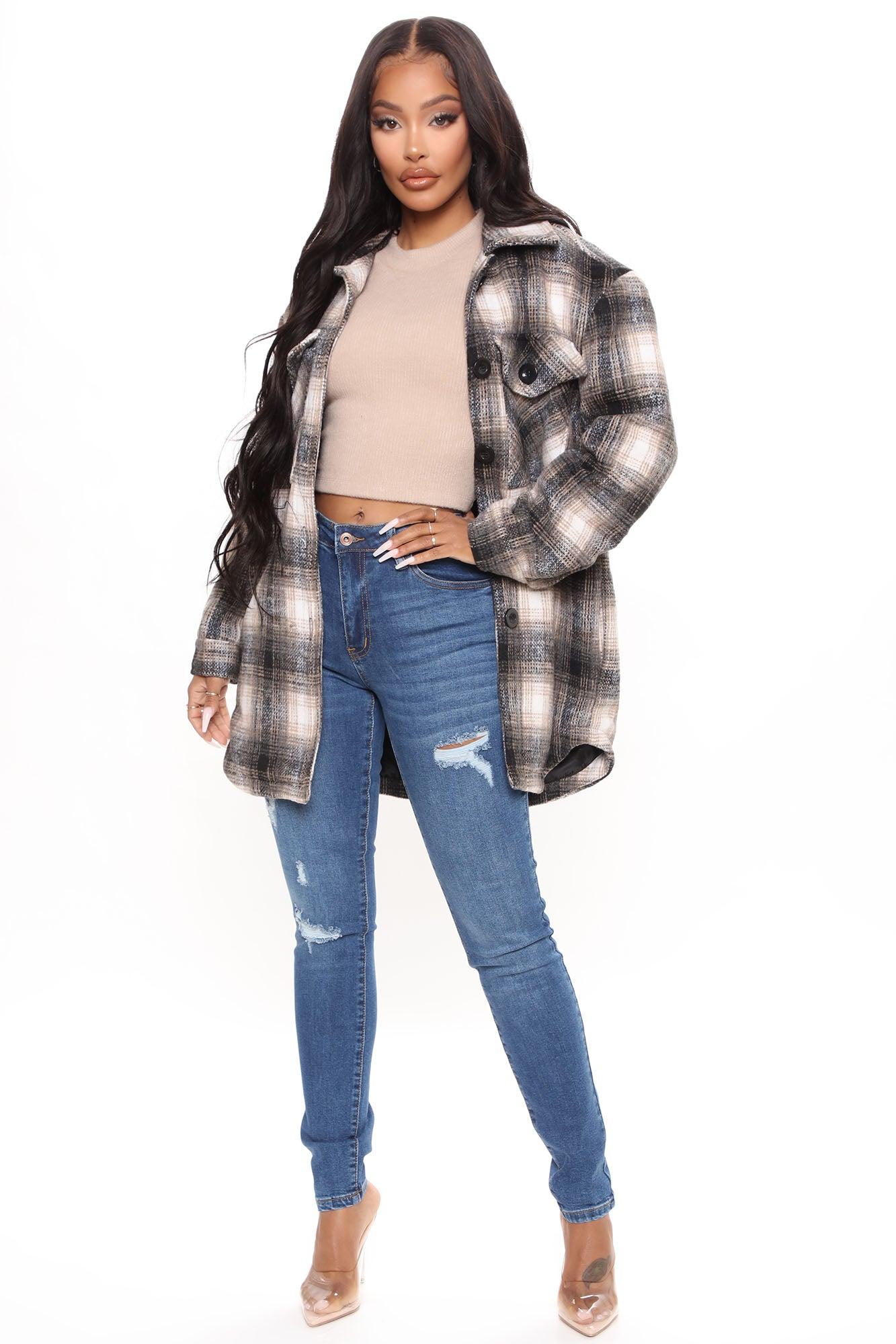 Fall Classic Shacket - Taupe/combo Product Image