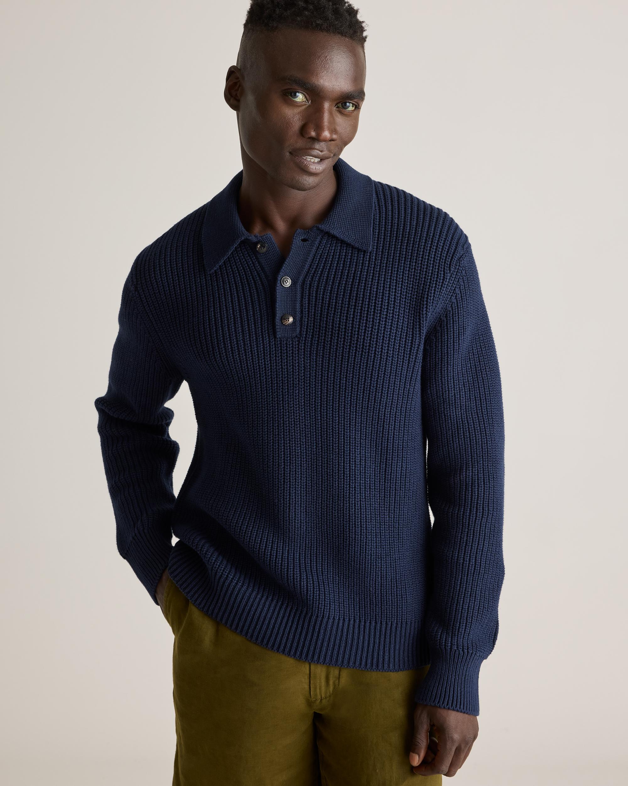 Quince | Men's Fisherman Polo Sweater Organic Cotton Product Image