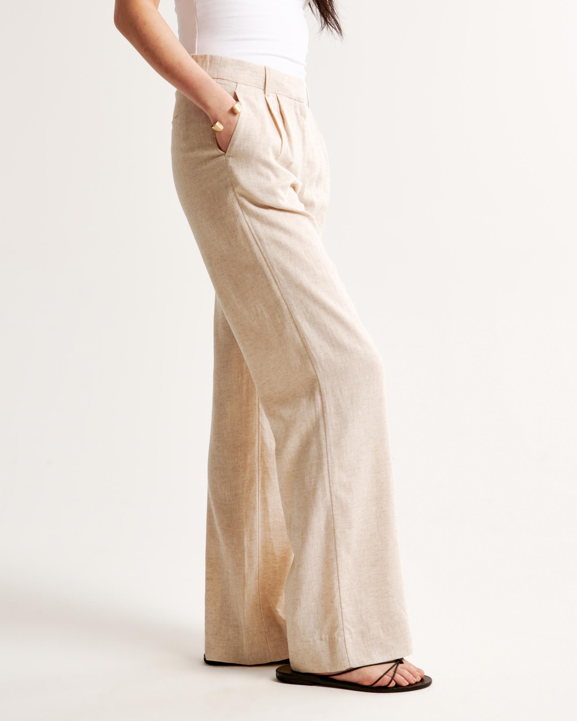 A&F Sloane Low Rise Tailored Linen-Blend Pant Product Image