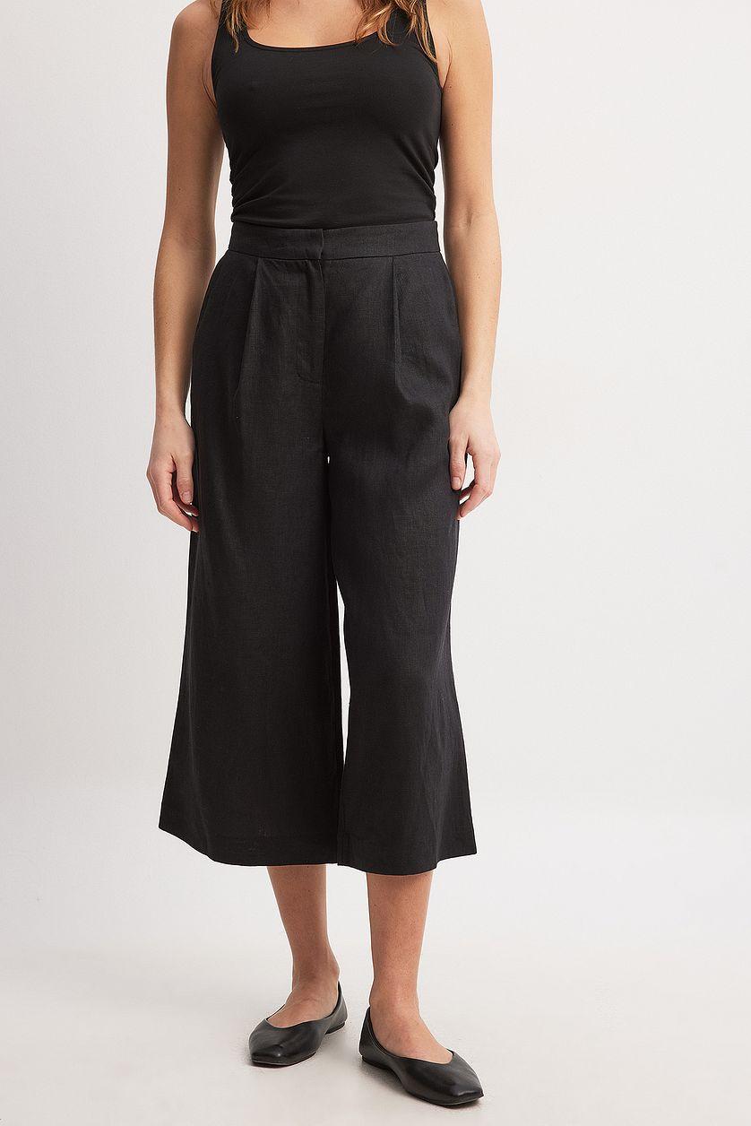 Linen Wide High Waist Culottes Product Image