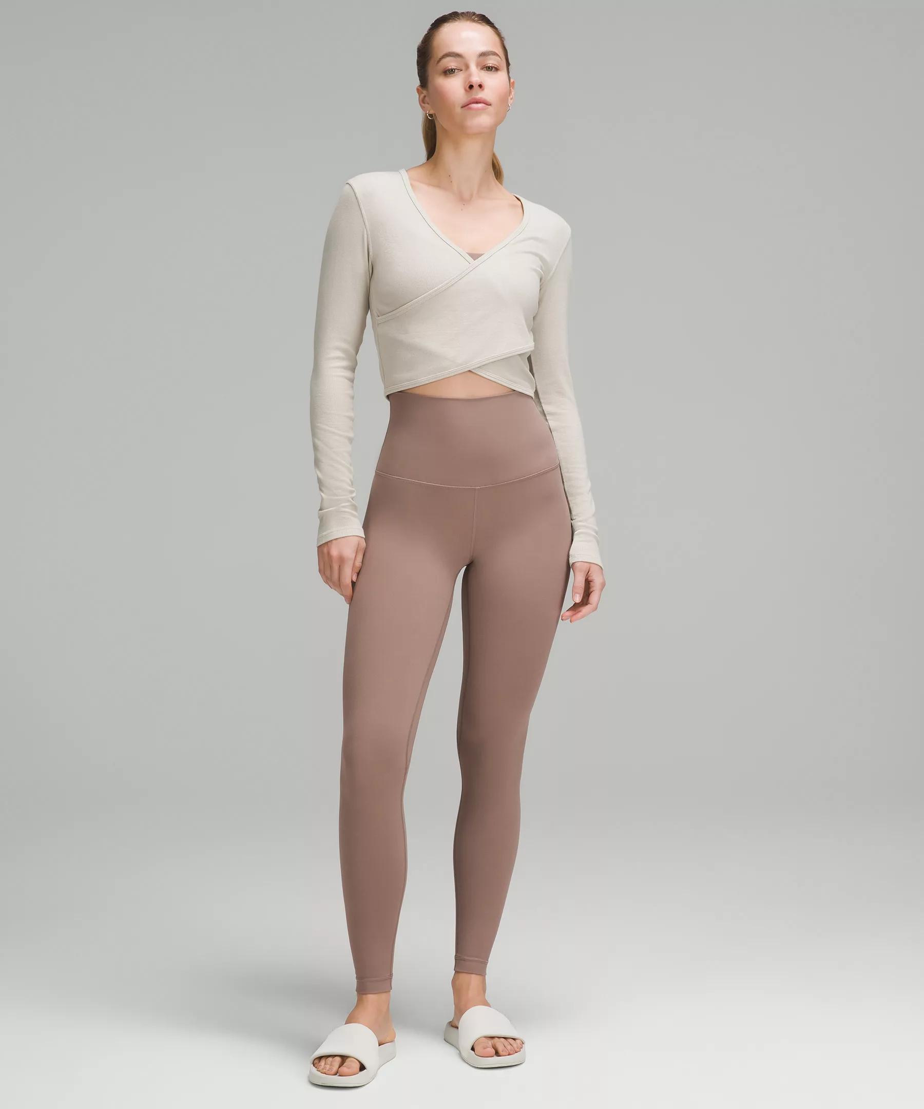 Wrap-Front Ribbed Long-Sleeve Top Product Image
