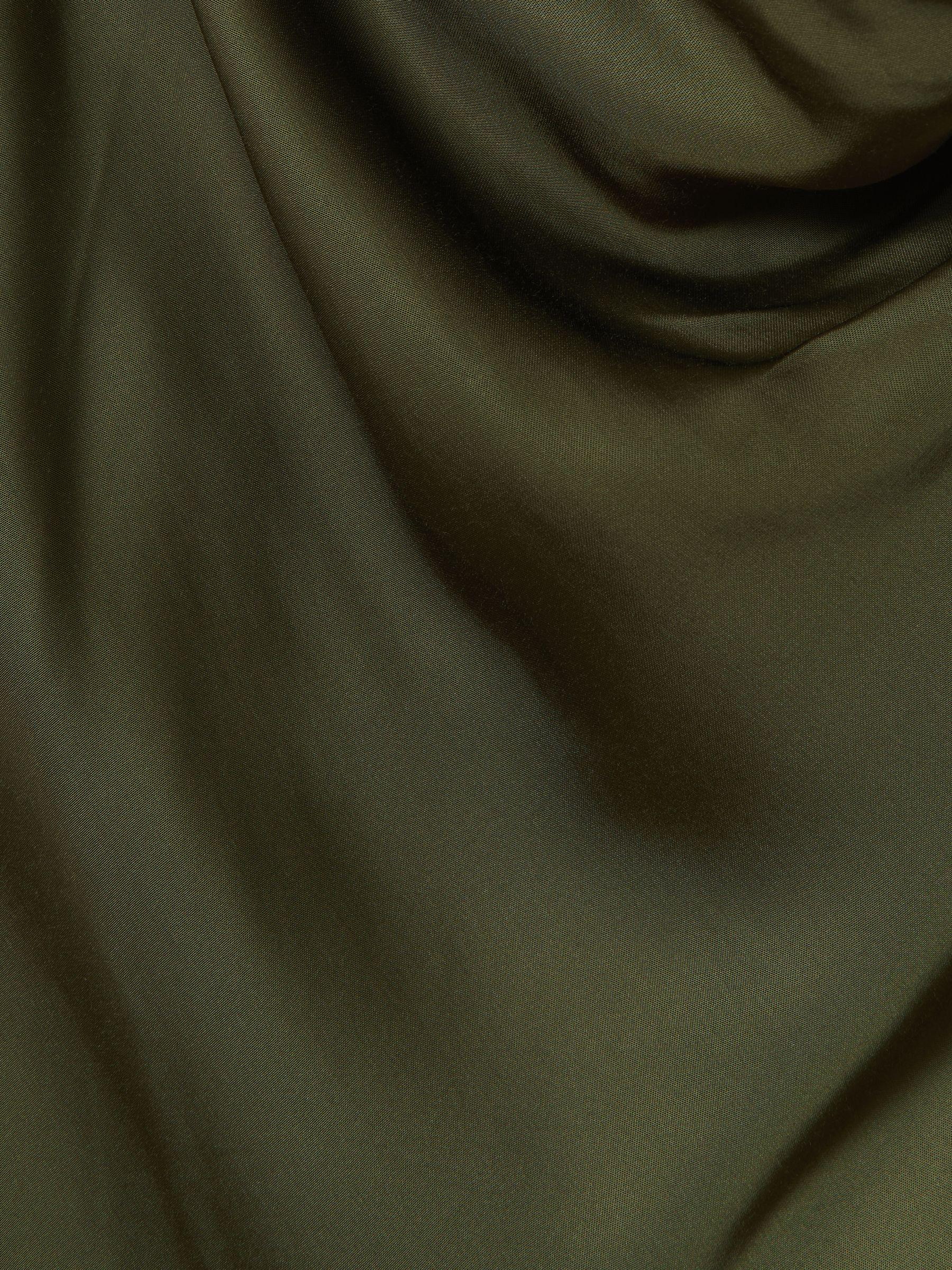 Satin Cowl Neck Midi Dress in Khaki Product Image