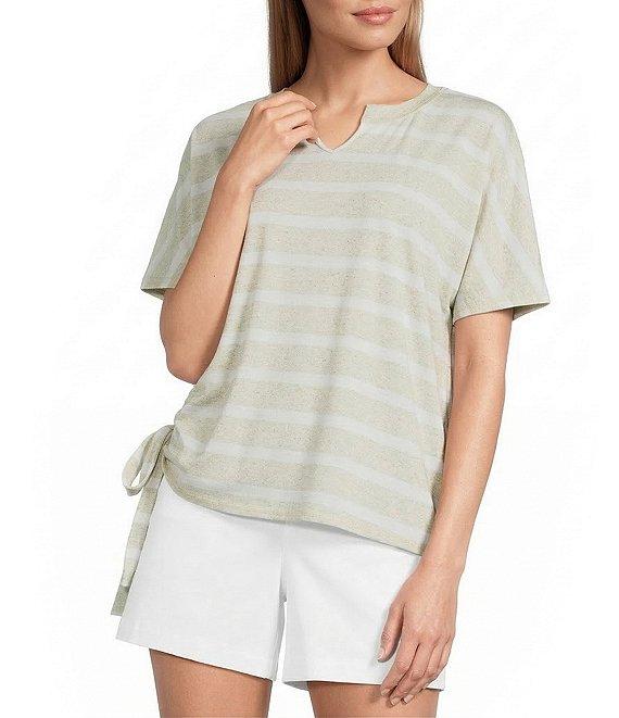 Westbound Short Sleeve V-Neck Side Tie Top Product Image