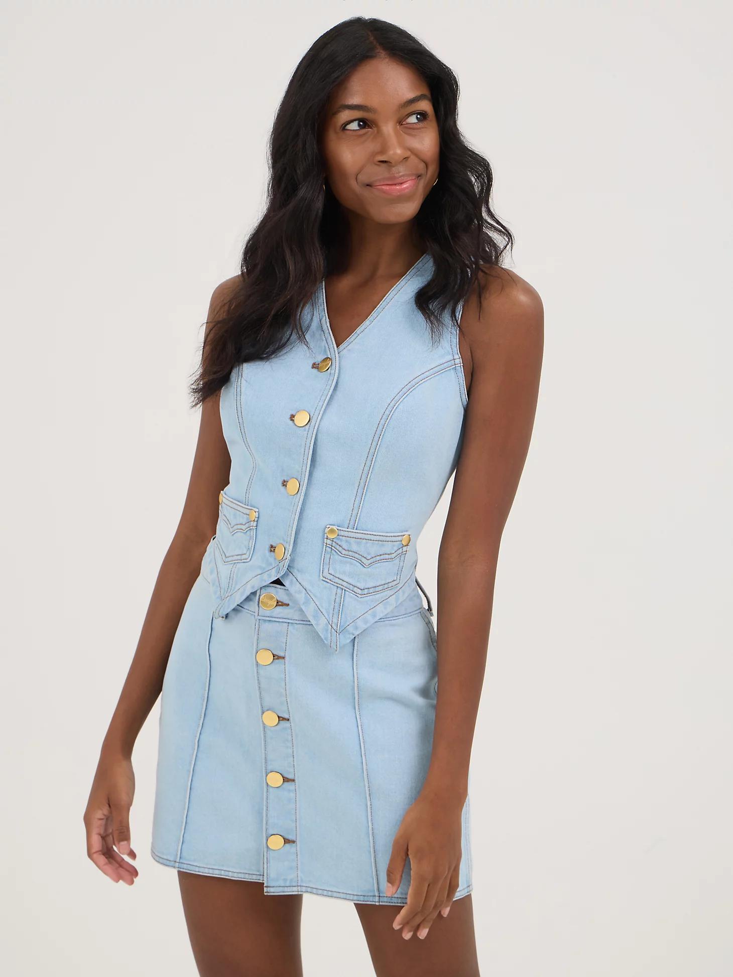 Wrangler® x Yellow Rose by Kendra Scott Denim Vest | Women's JACKETS & OUTERWEAR | Wrangler® Product Image