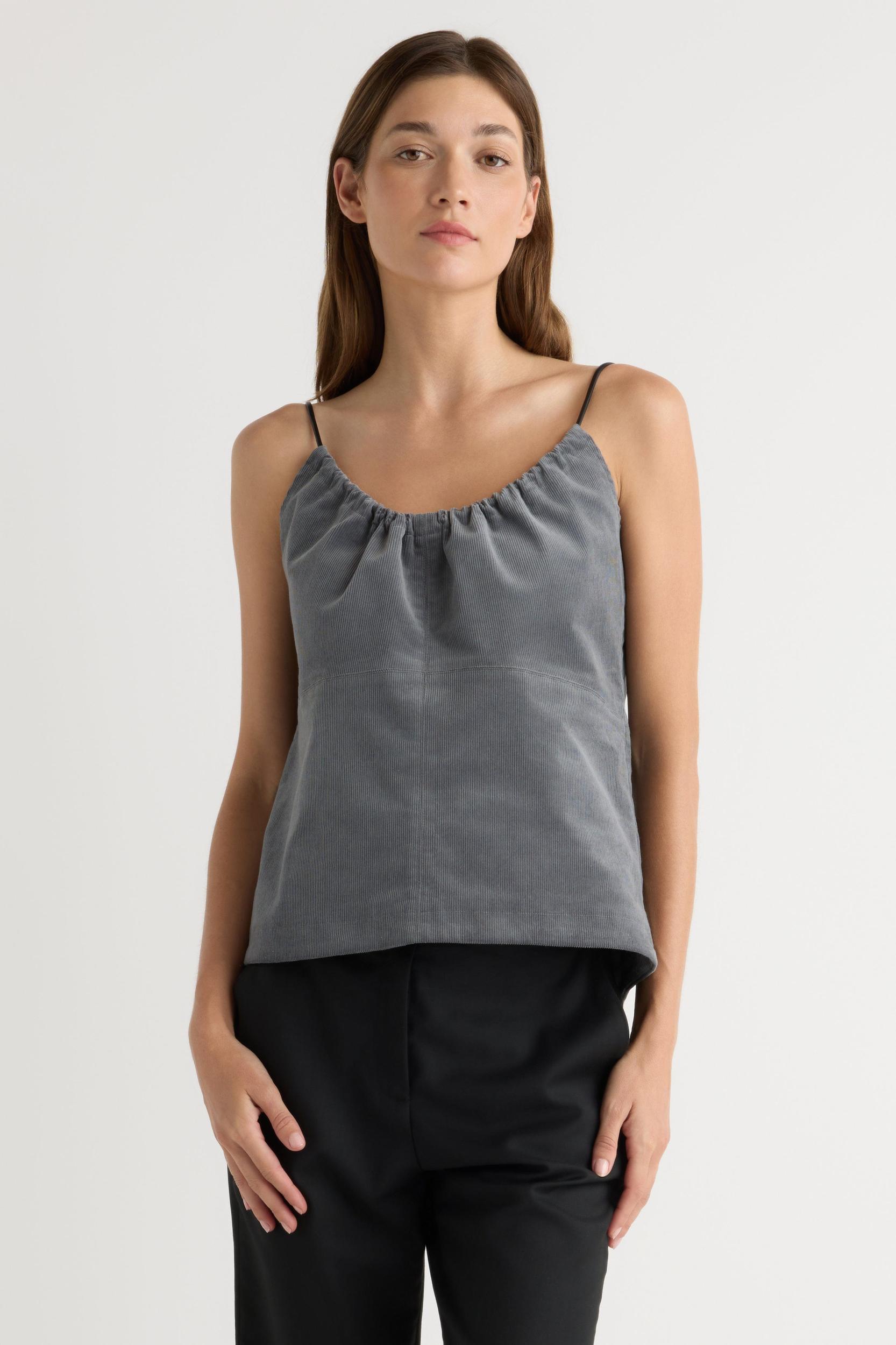 Nefferti Corduroy Ruched Cami Product Image