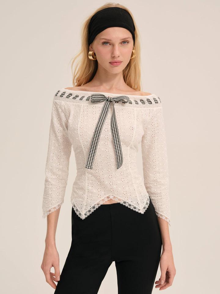 Rosie Ribbon Top — White Product Image