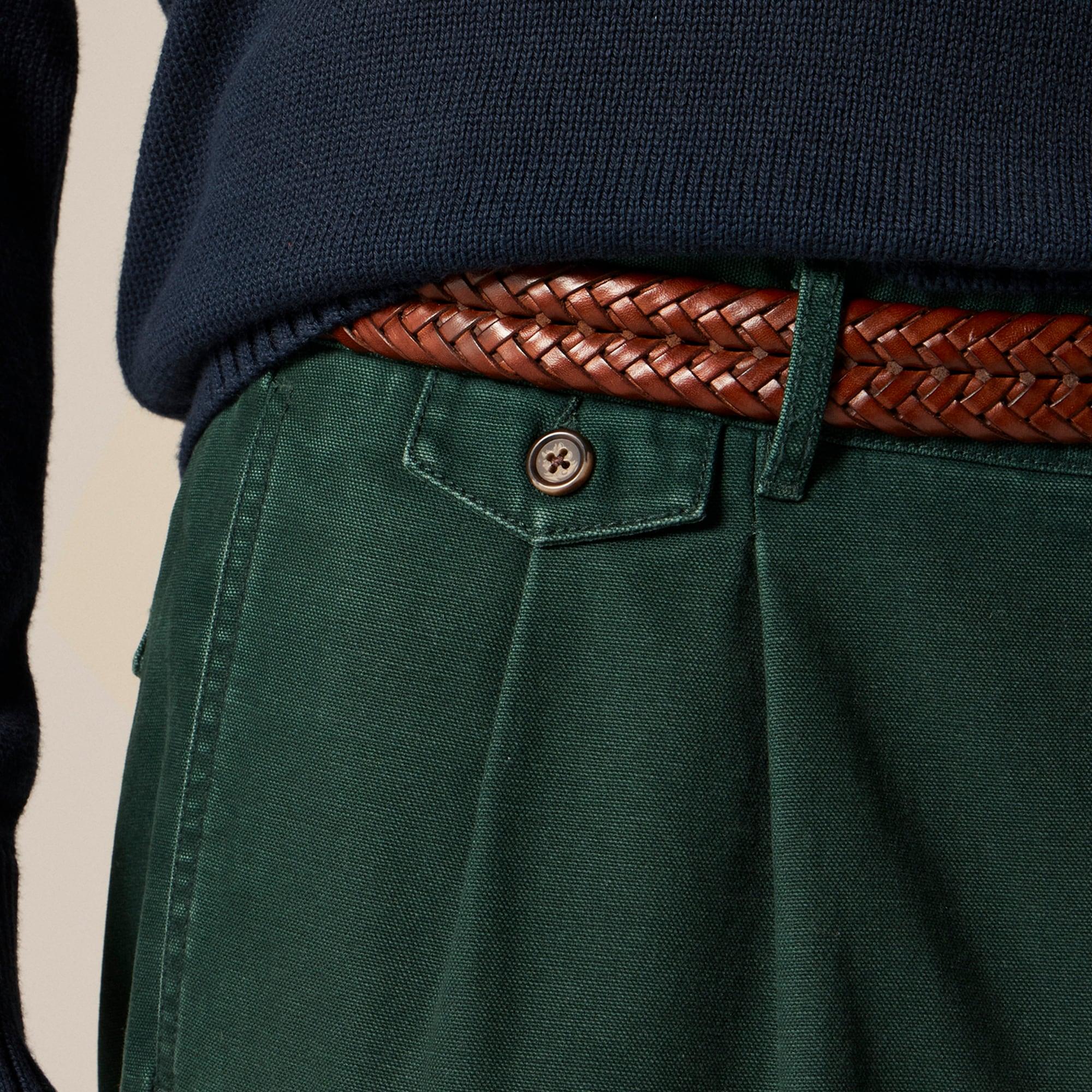 Relaxed-fit double-pleated chino pant in washed canvas Product Image