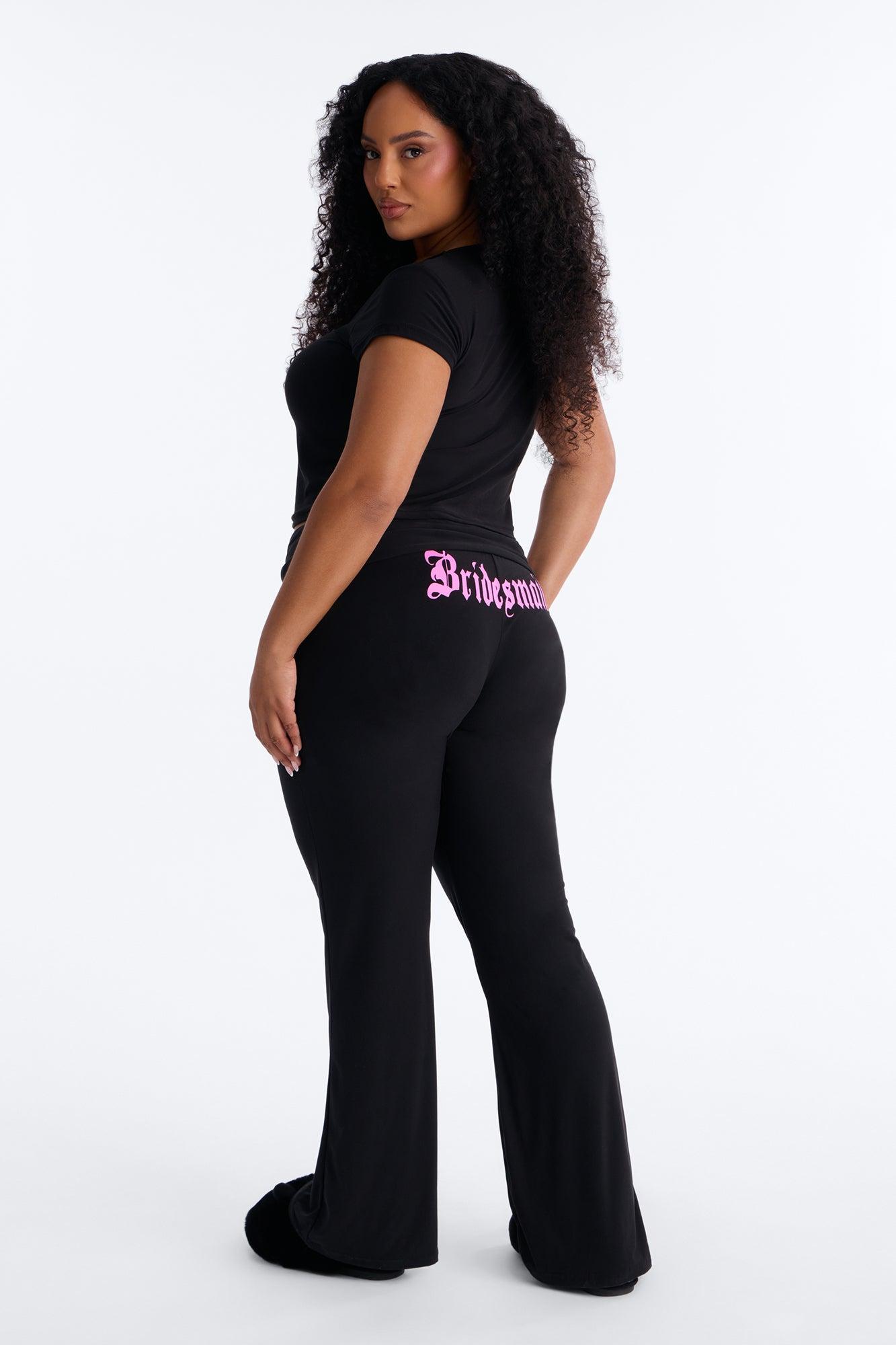 Y2K Bridesmaid PJ Pant Set - Black/Pink Female Product Image