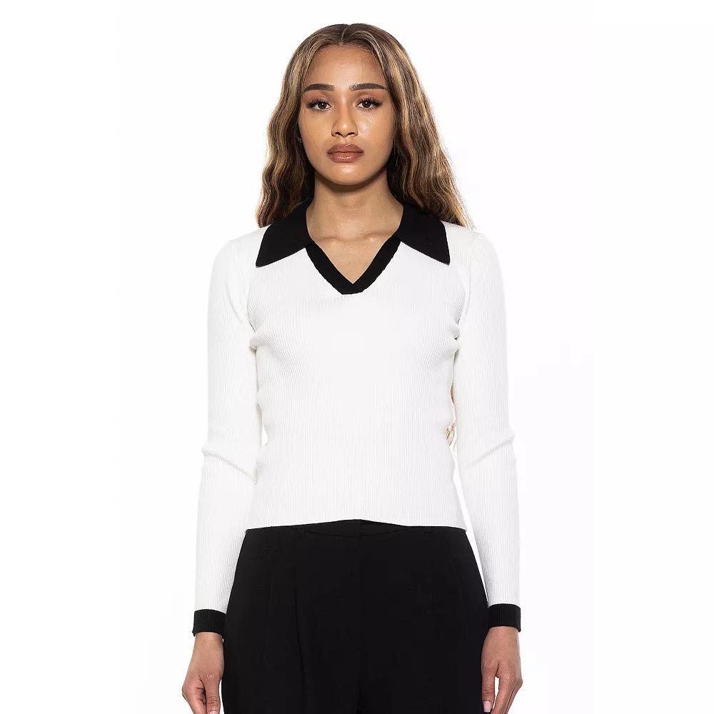 Women's ALEXIA ADMOR Crsti Collared Long Sleeve Ribbed Sweater,  Product Image