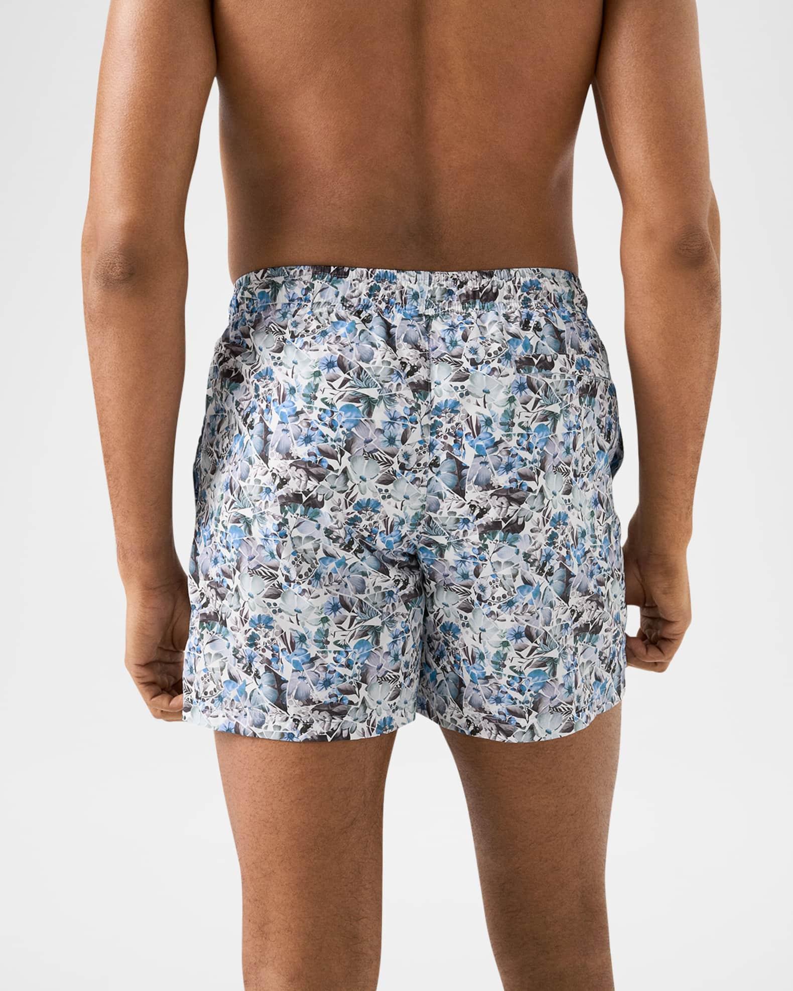 Men's Geometric-Floral Slim Swim Trunks Product Image