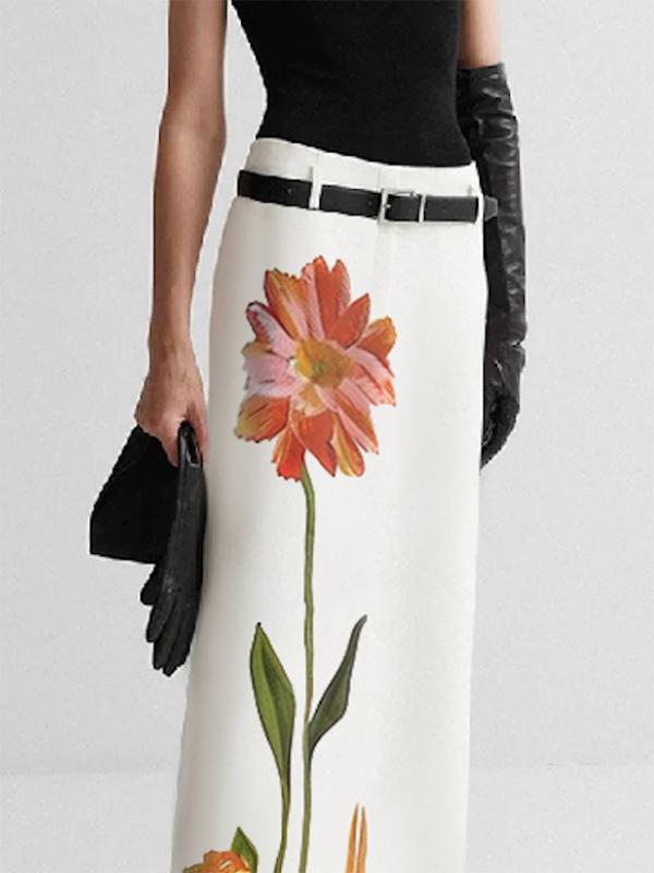 H-Line Flower Print Skirts Bottoms Product Image