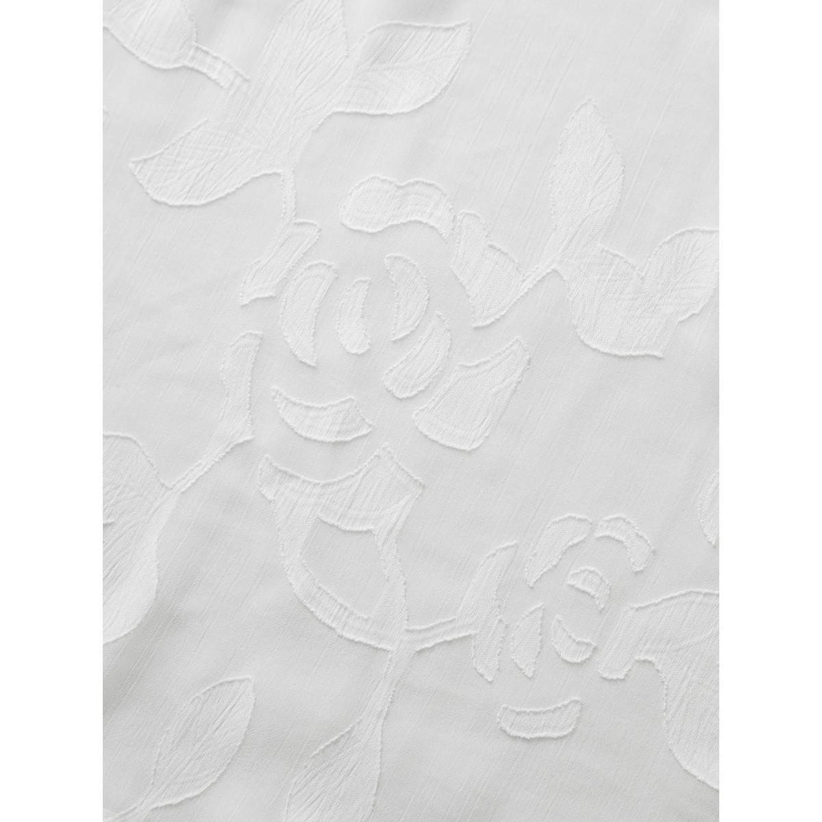 Plus Size Originalwhite Shirt Collar Floral Mesh Blouse Women Resort Extra Long Sleeve Shirt collar Vacation Blouses BloomChic 14-16/1X Product Image