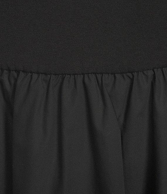 Gibson & Latimer Mixed Media Round Neck Long Sleeve Fit and Flare A-Line Maxi Dress Product Image