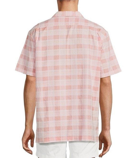 Roundtree & Yorke Short Sleeve Textured Plaid Sport Shirt Product Image