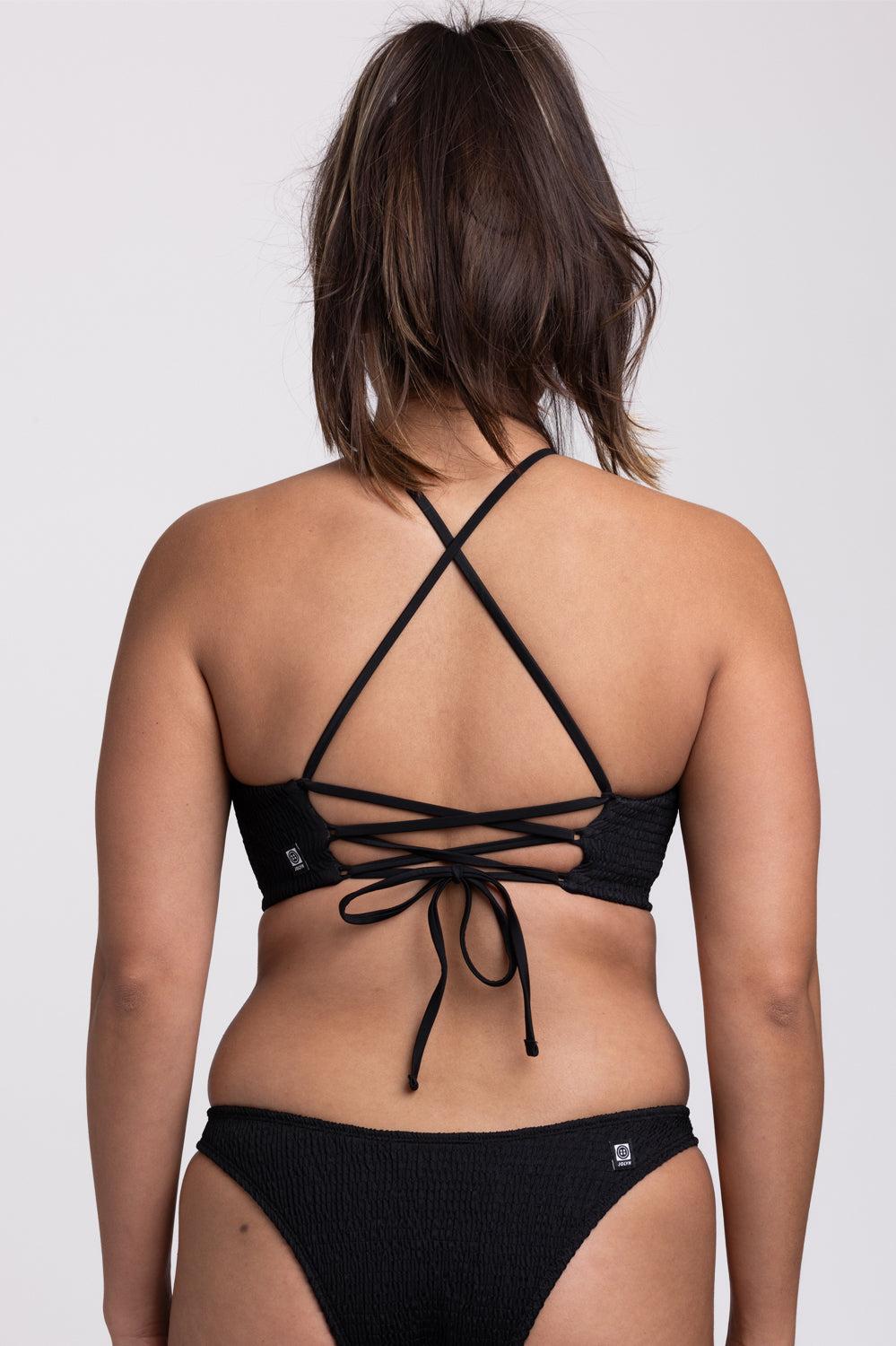 Luna Smocked Bikini Top - Black Female Product Image