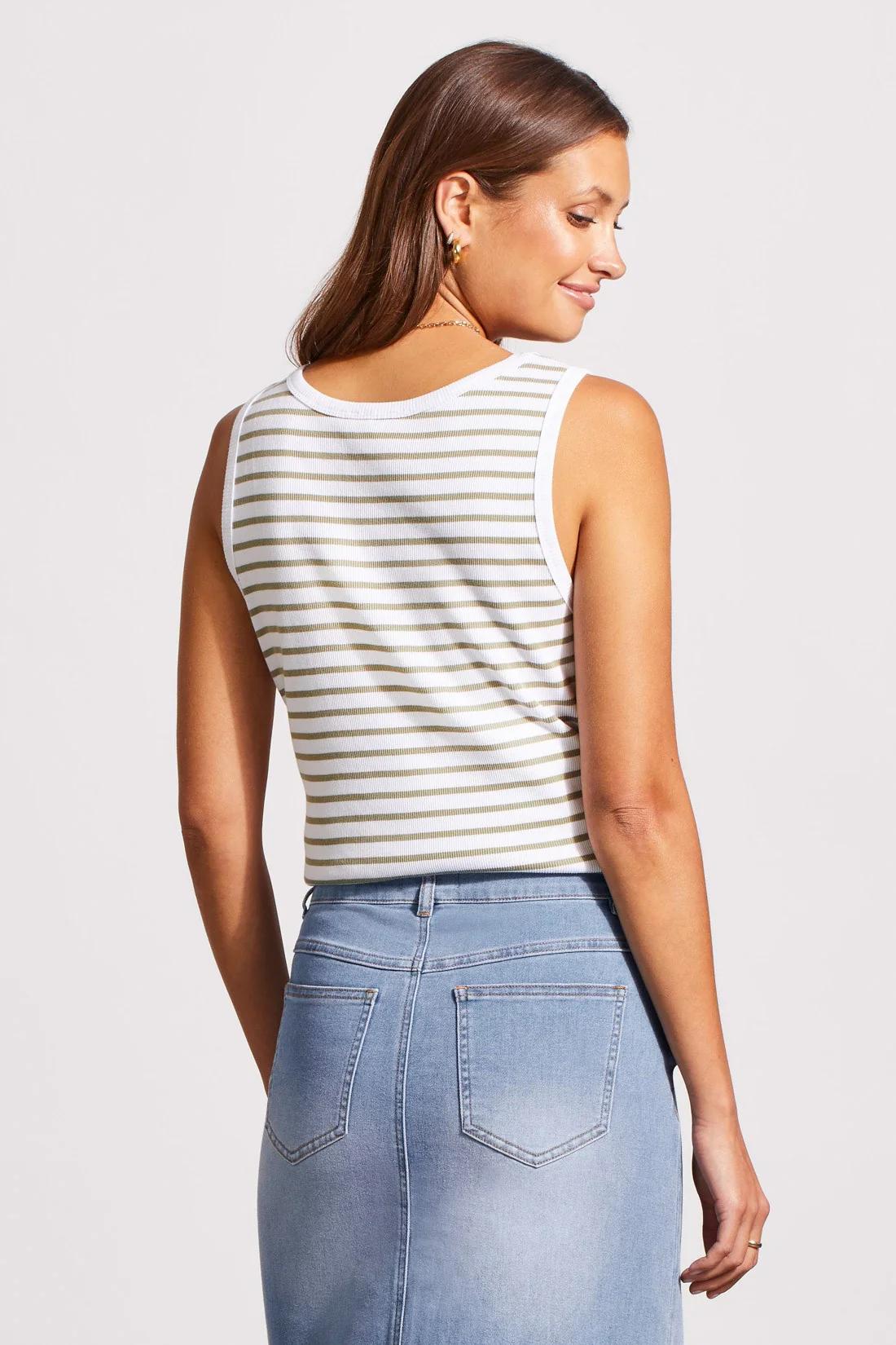 STRIPED COTTON HENLEY TANK TOP Product Image